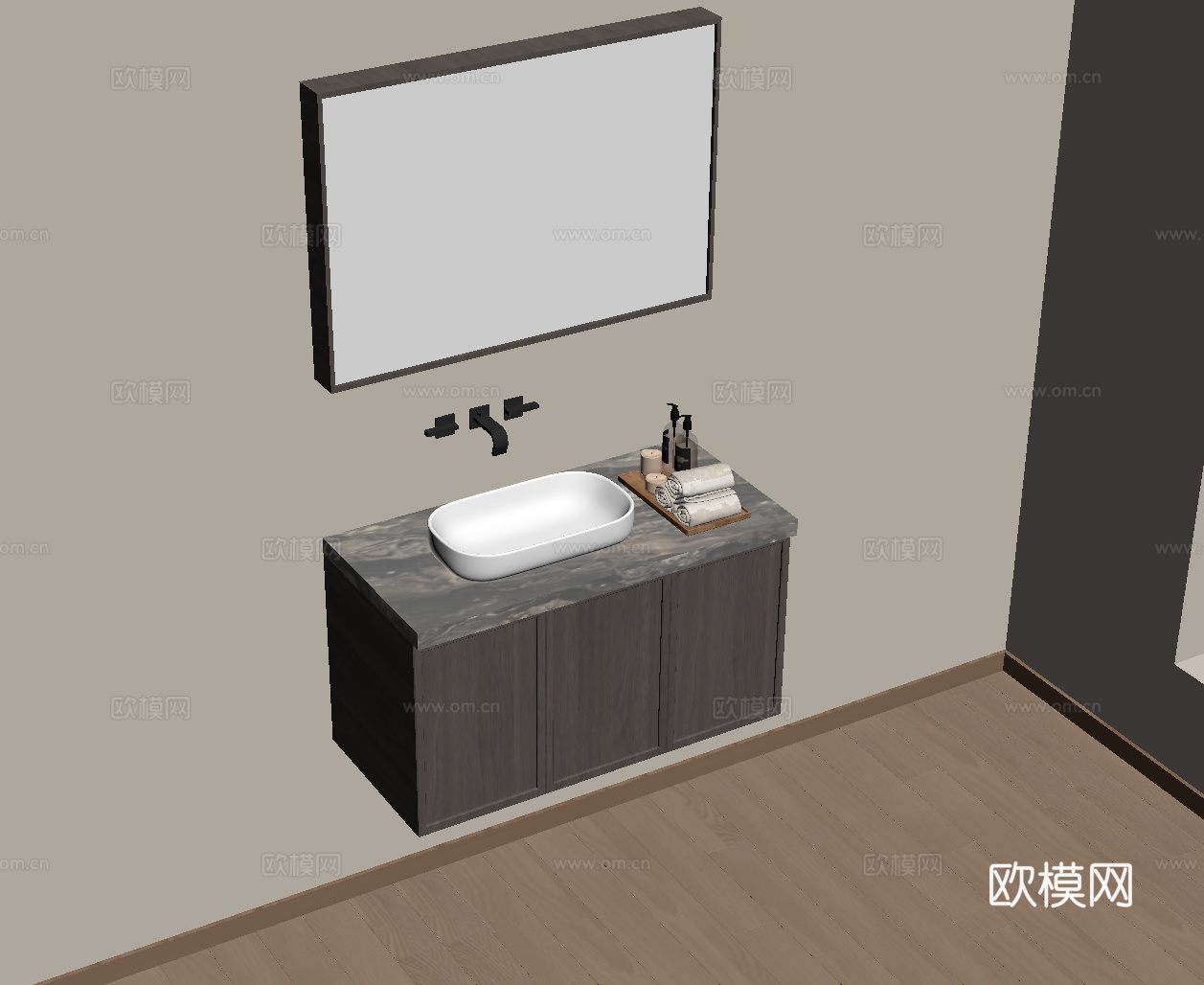 现代意式浴室柜su模型