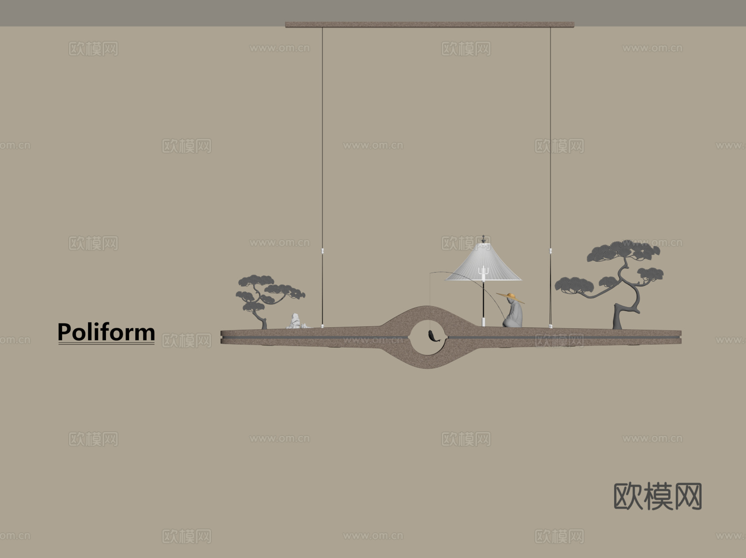 新中式吊灯su模型下载（渲染图2）