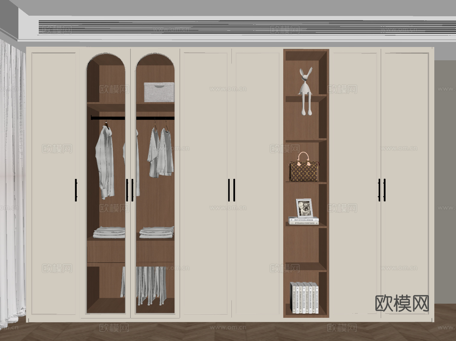现代中古衣柜su模型