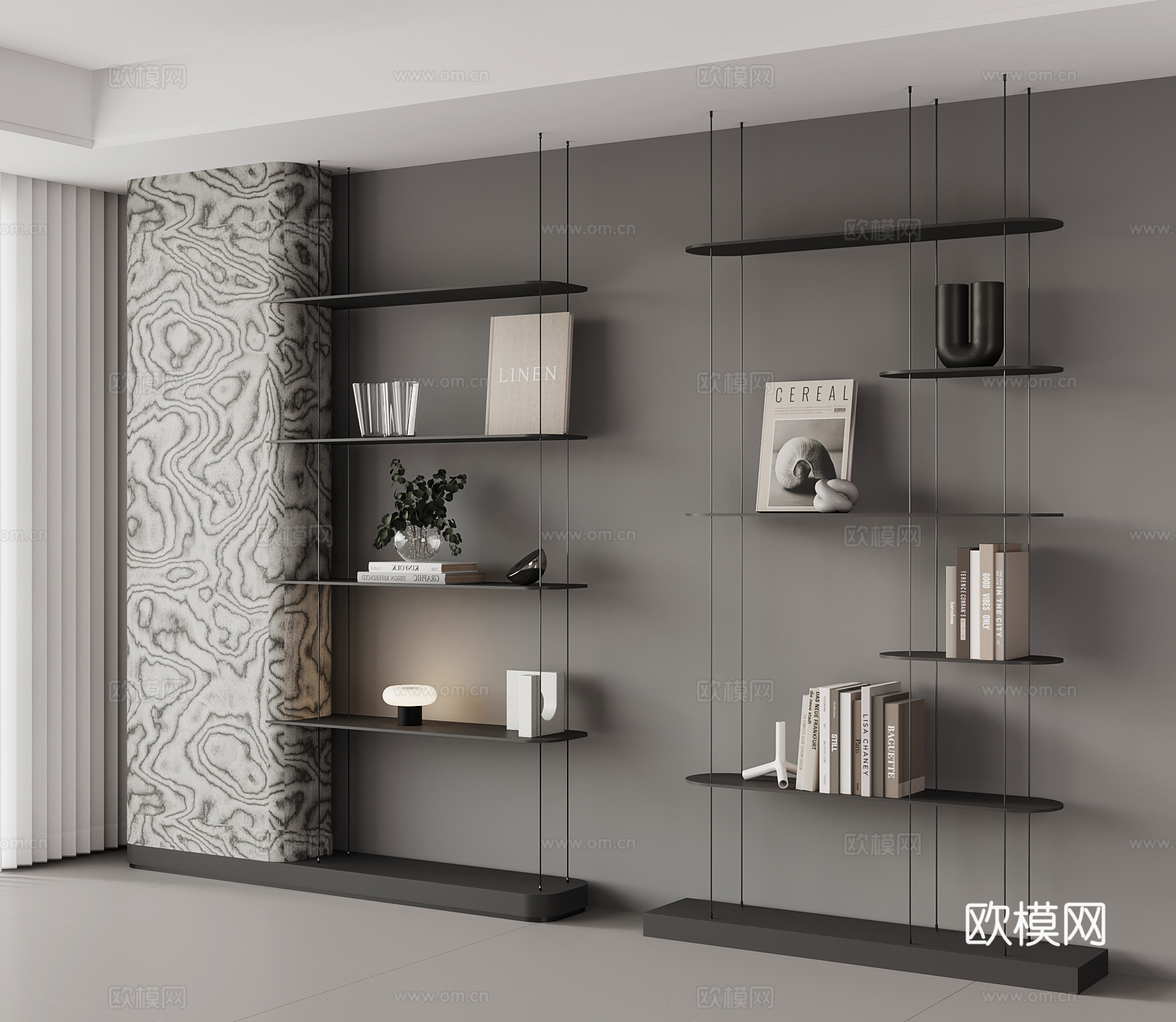 现代意式书架 置物架 架子su模型su模型