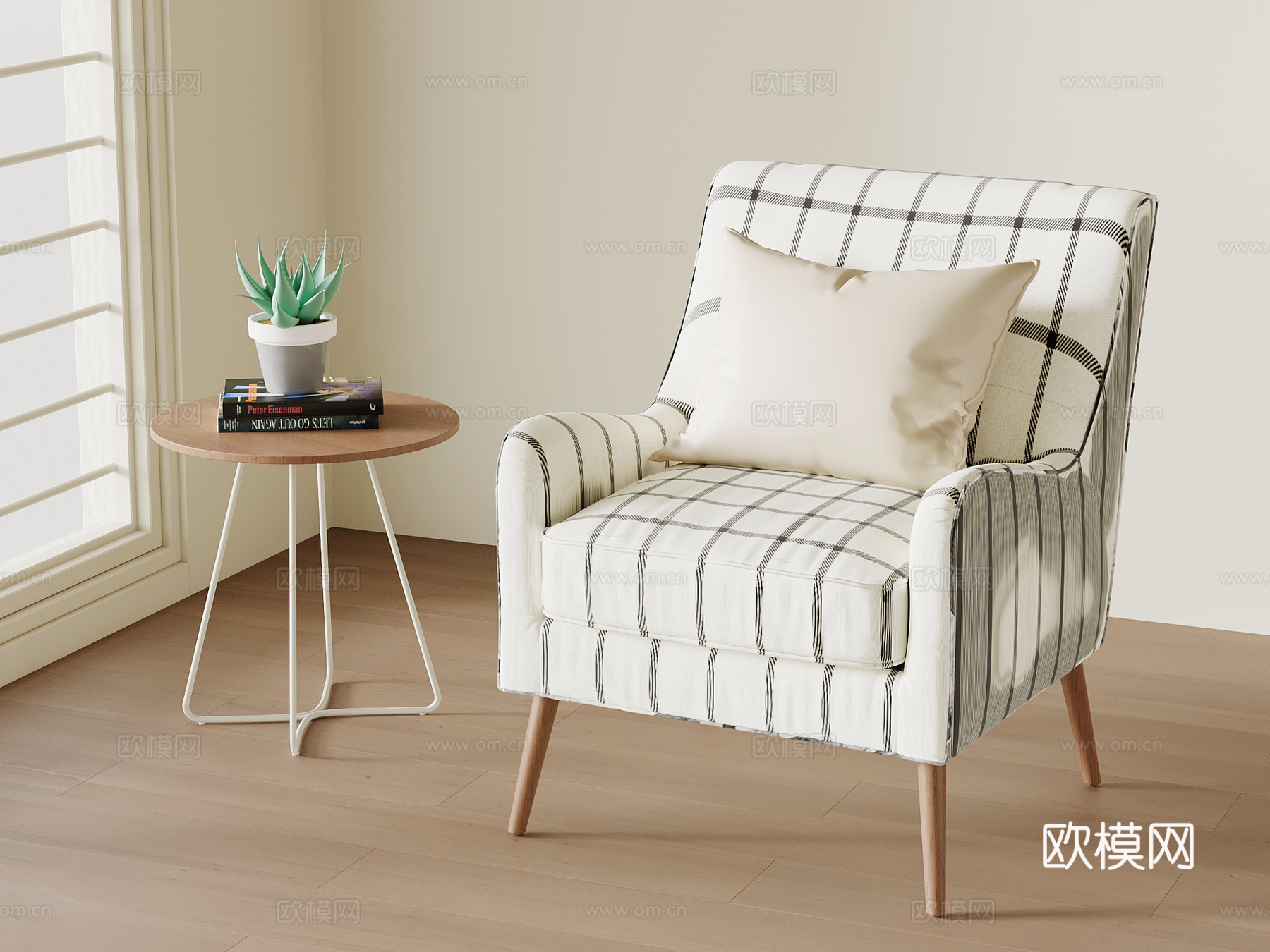 现代中古休闲椅 单人沙发su模型