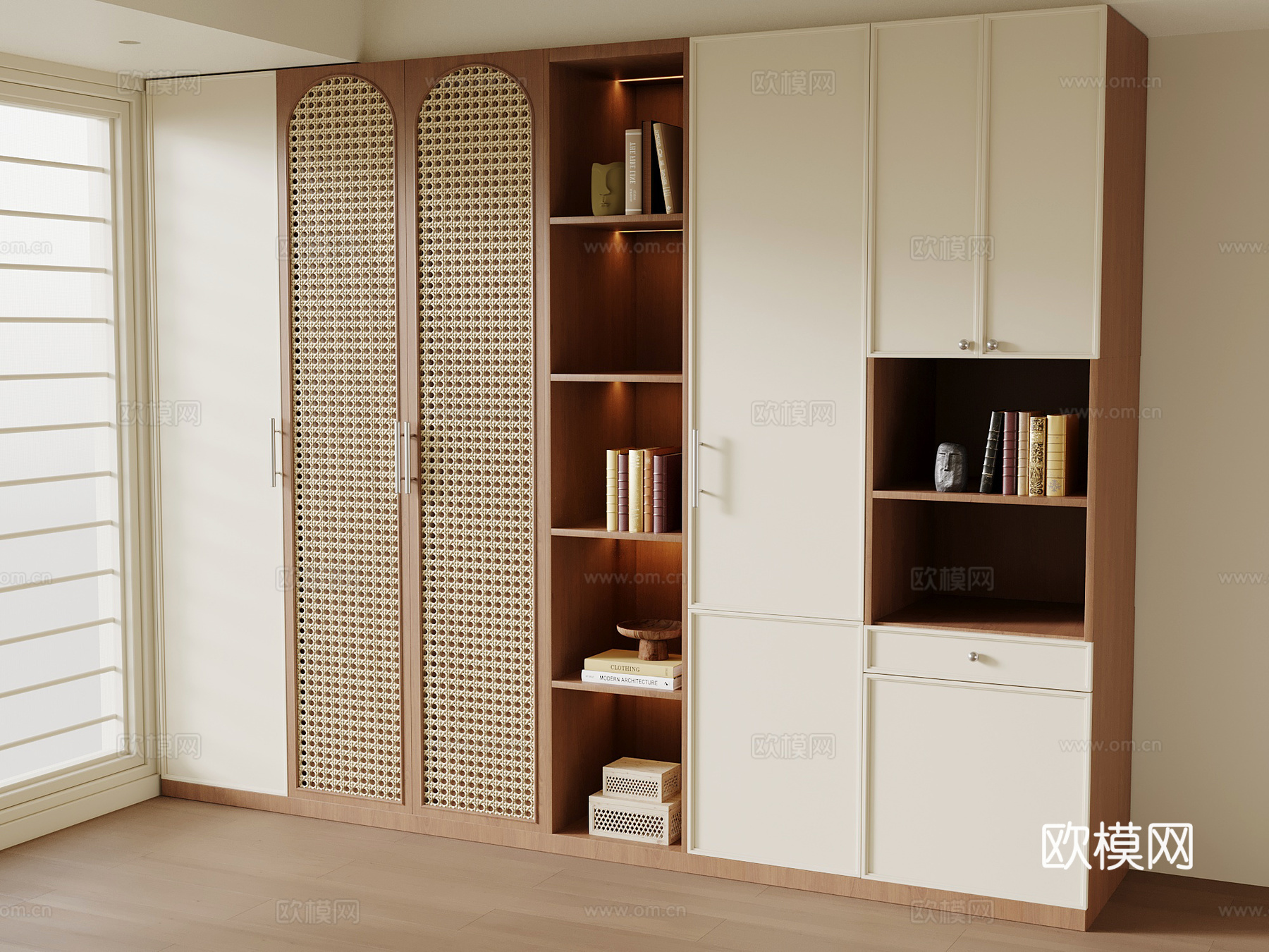 现代中古风衣柜su模型