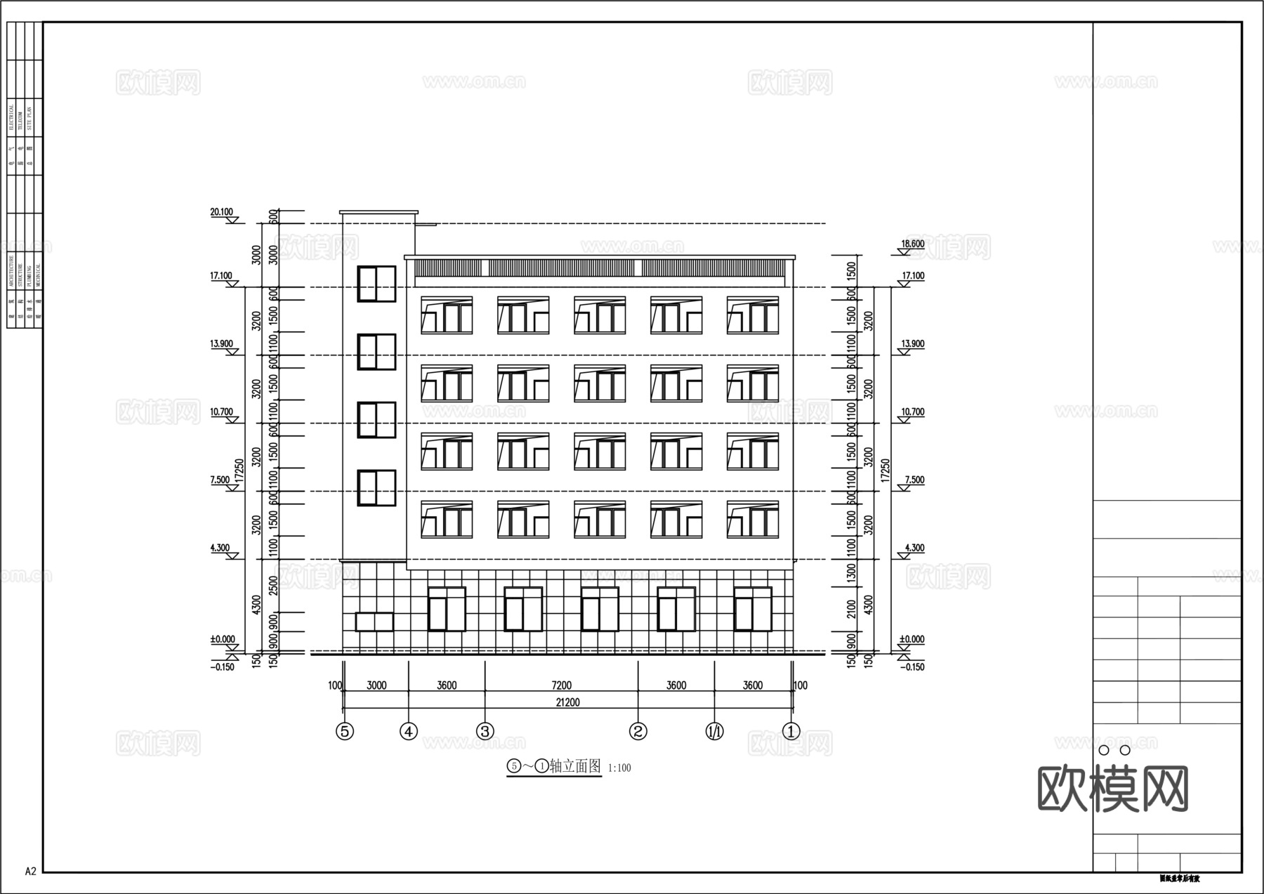 建筑宿舍楼施工图cadcad施工图