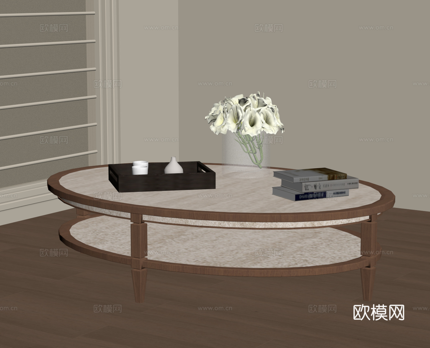 中古风茶几 大理石茶几su模型