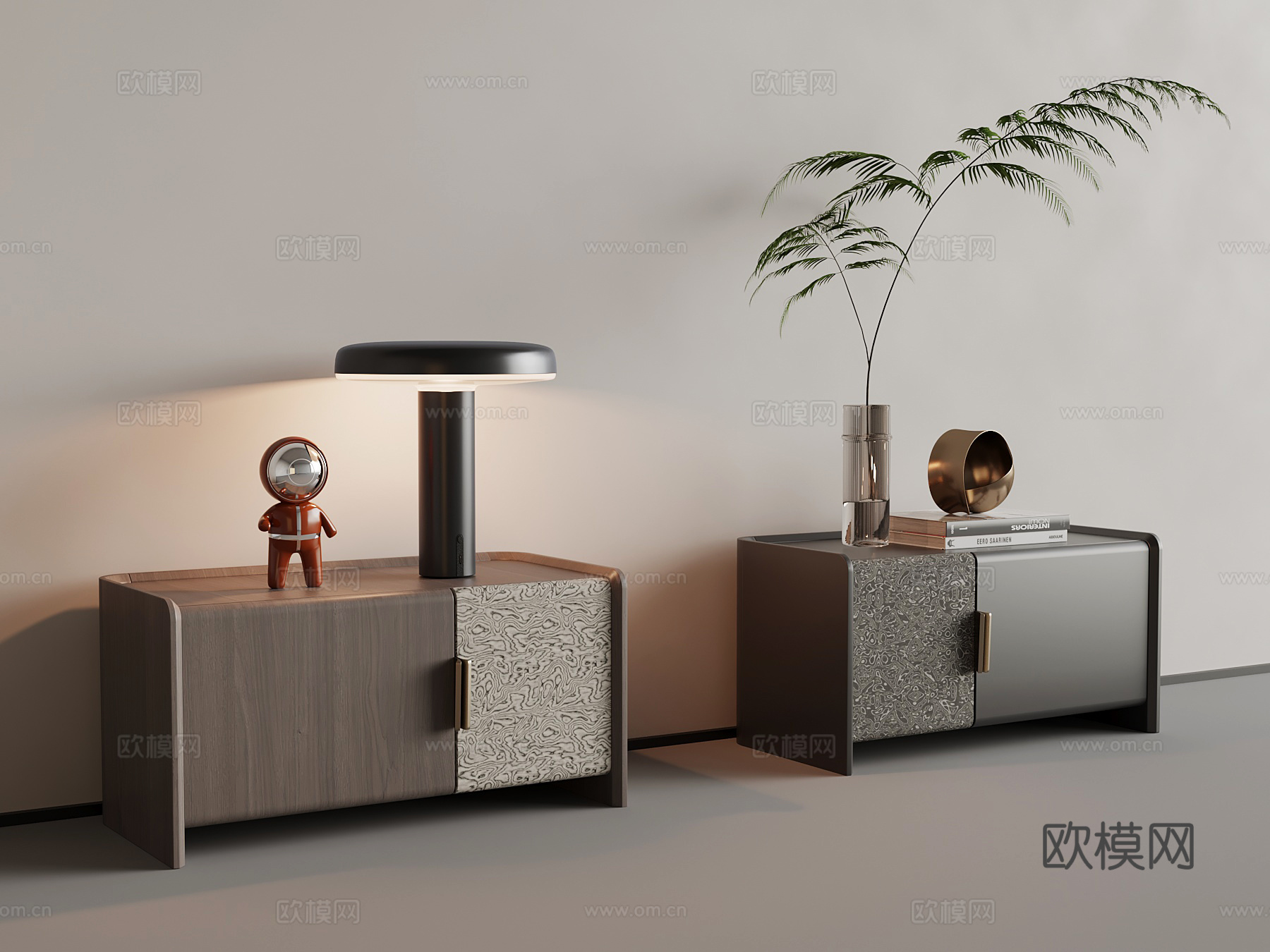 现代意式床头柜 意式极简床头柜su模型