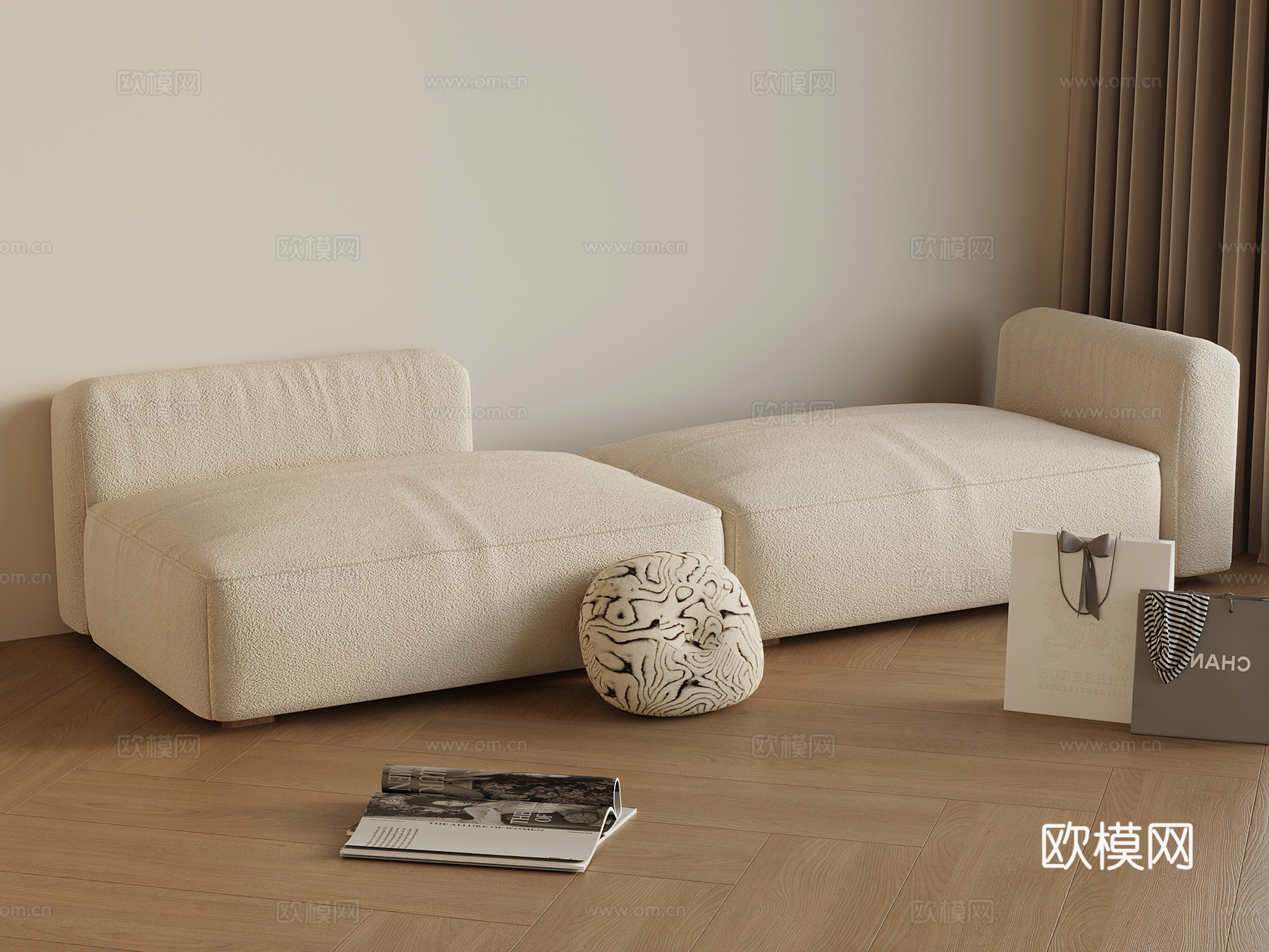 现代沙发 双人沙发su模型