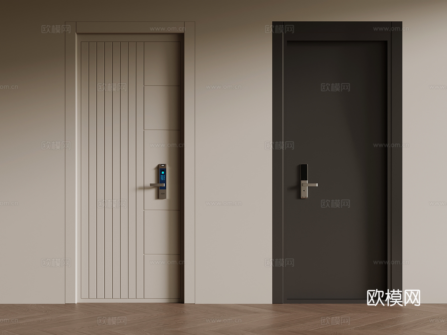 现代单开门 子母门 入户门 防盗门su模型