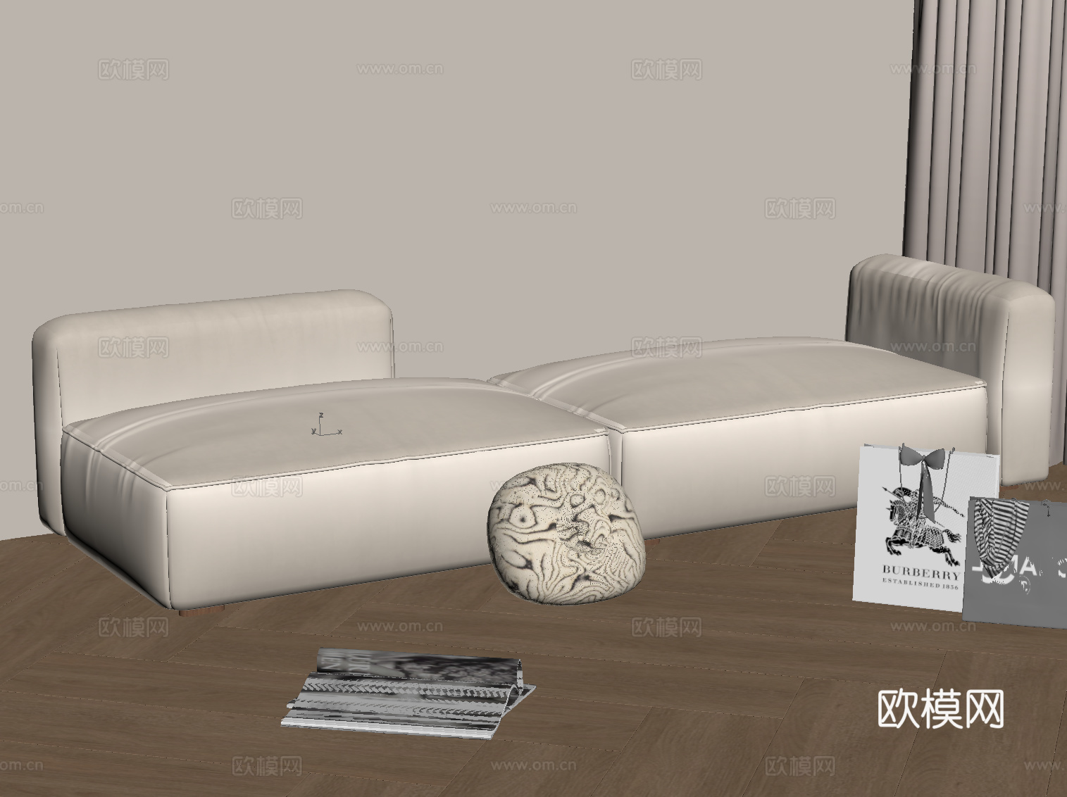 现代沙发 双人沙发su模型