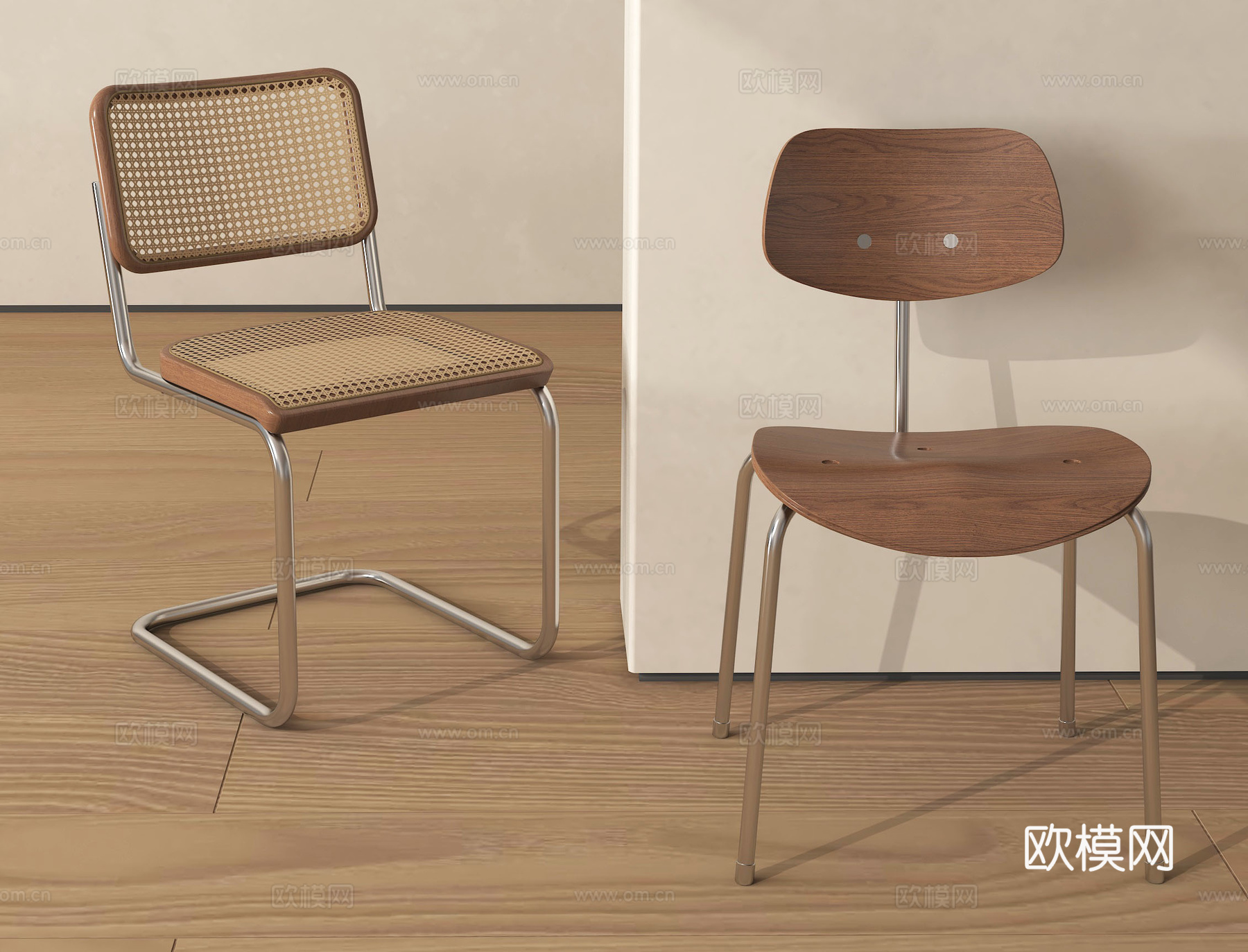 中古风餐椅 中古单椅 实木餐椅 实木单椅su模型