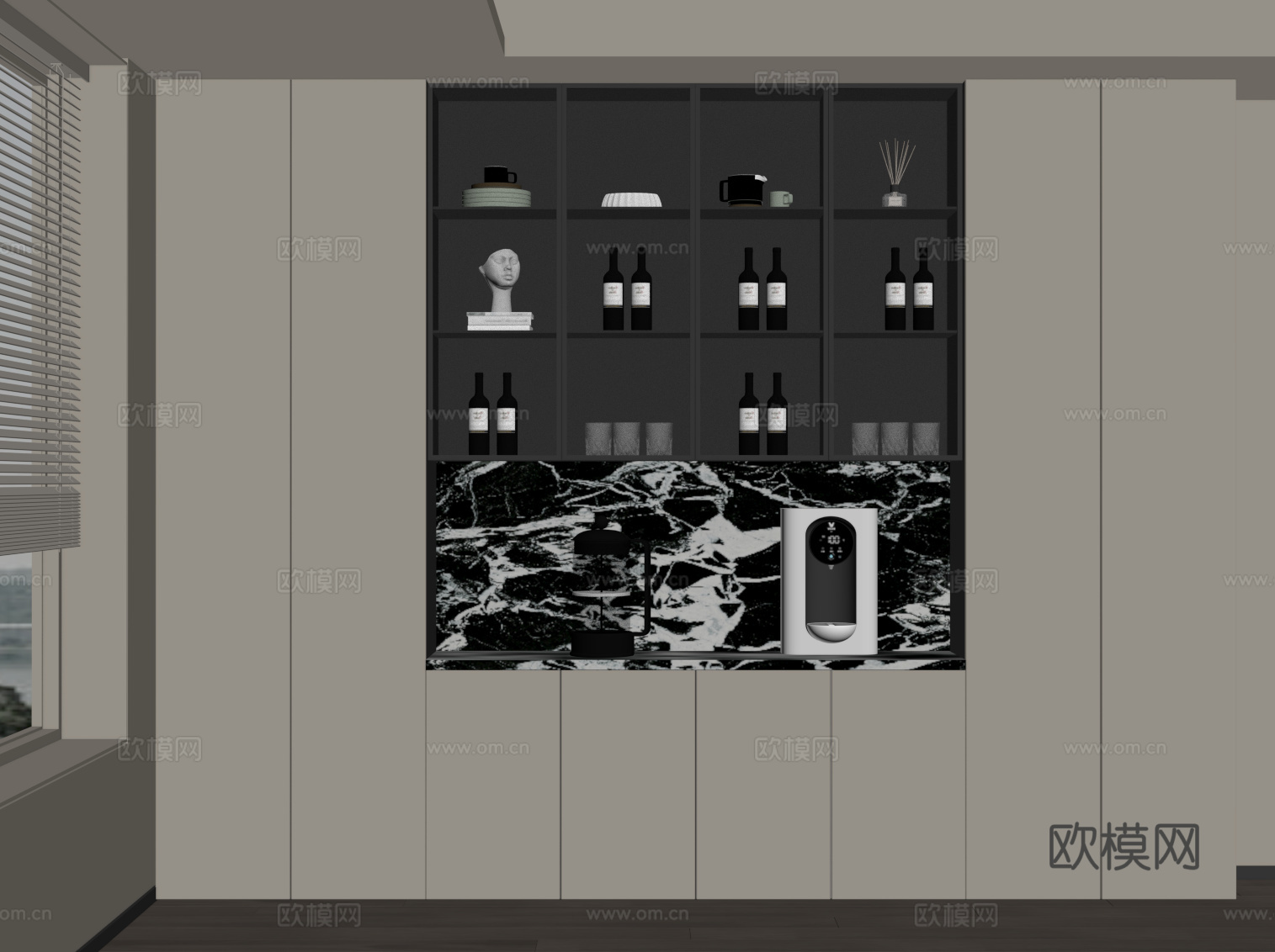 现代酒柜 餐边柜su模型