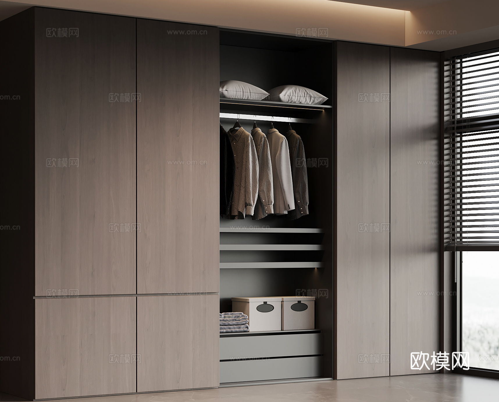 现代意式衣柜 成品衣柜su模型