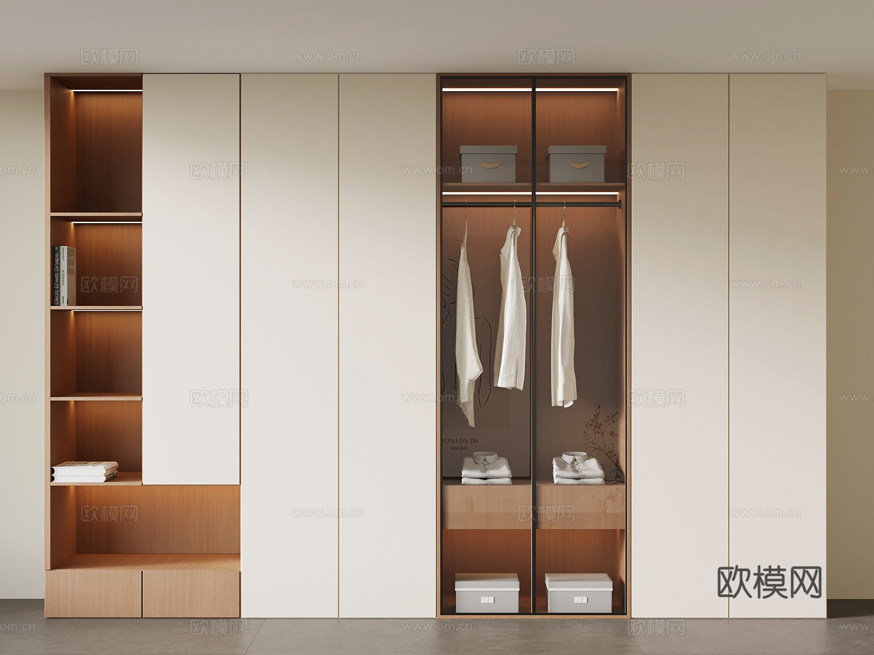 现代中古衣柜su模型
