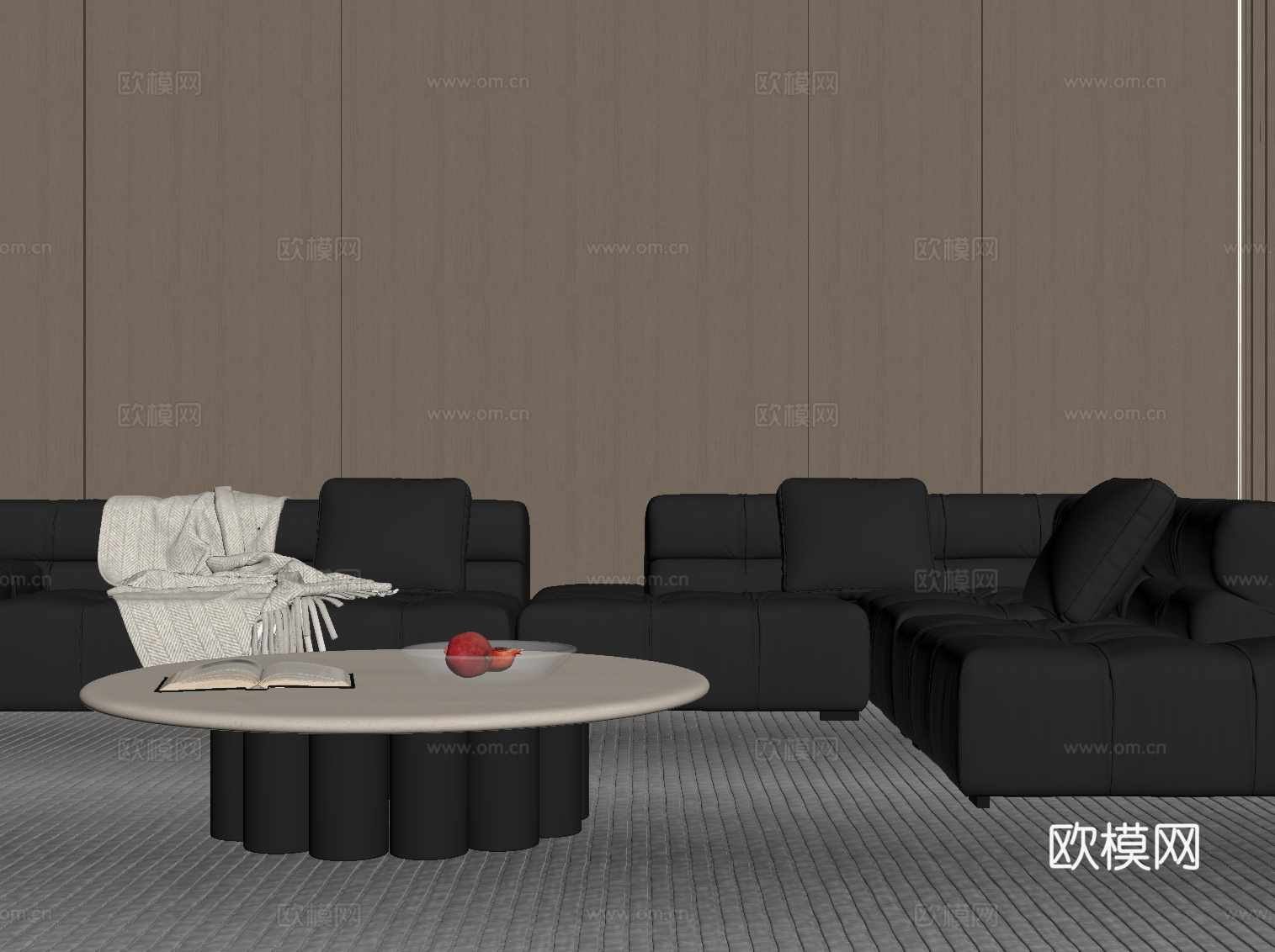 现代沙发茶几组合su模型