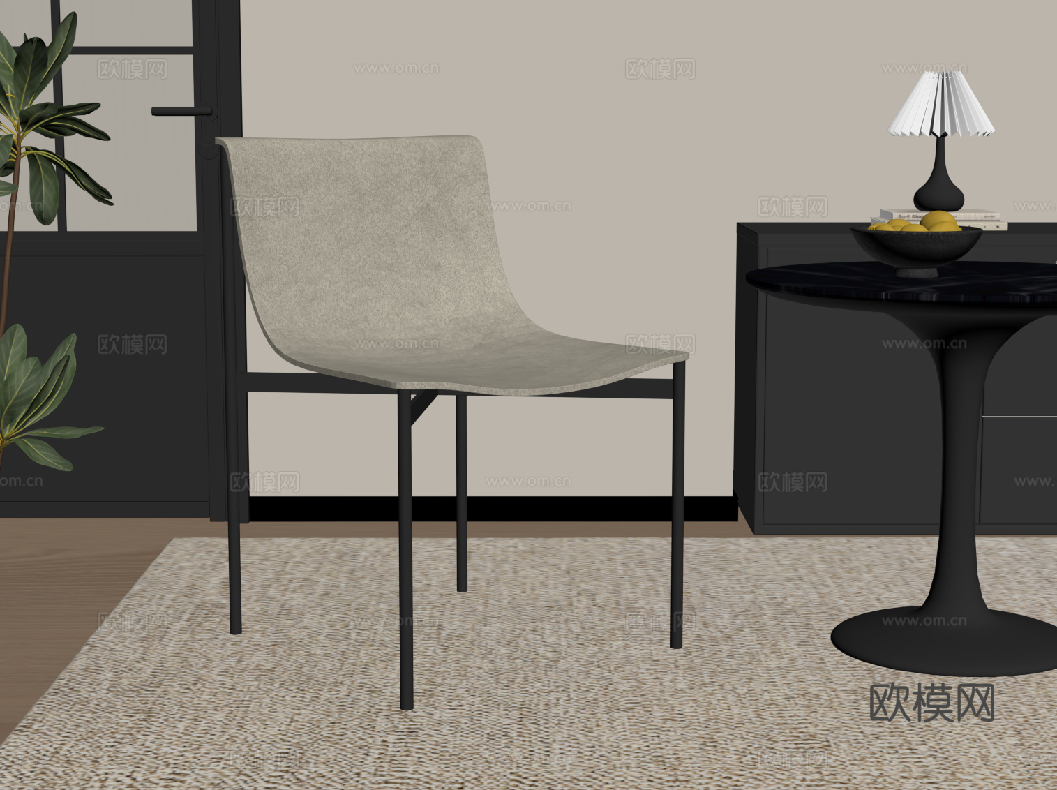 现代休闲椅 餐椅su模型