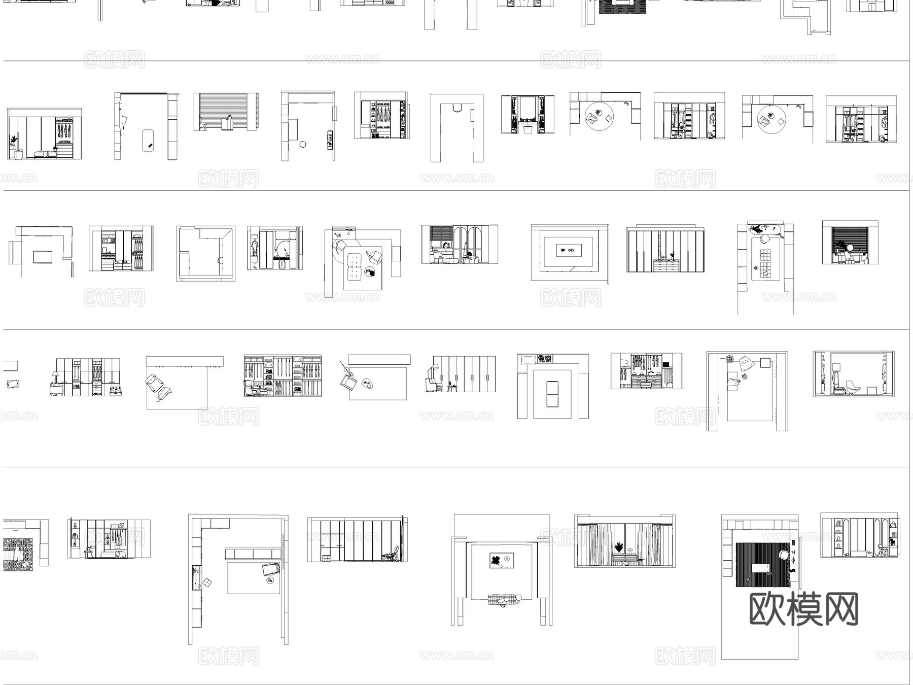 2026年最新室内设计卧室衣帽间CAD图库cad施工图