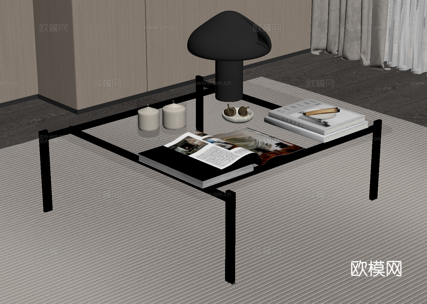 现代意式茶几 玻璃茶几su模型