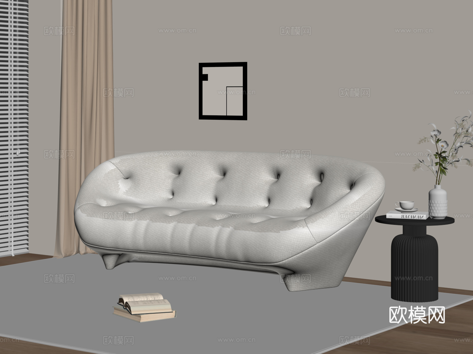 现代双人沙发 休闲沙发su模型