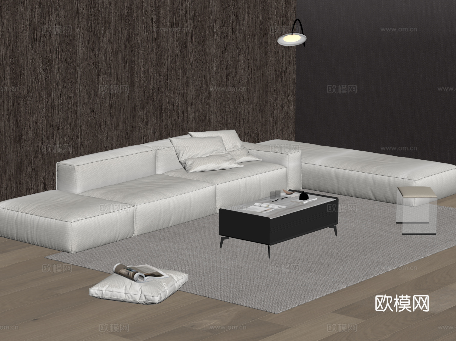 现代沙发 沙发茶几组合su模型su模型