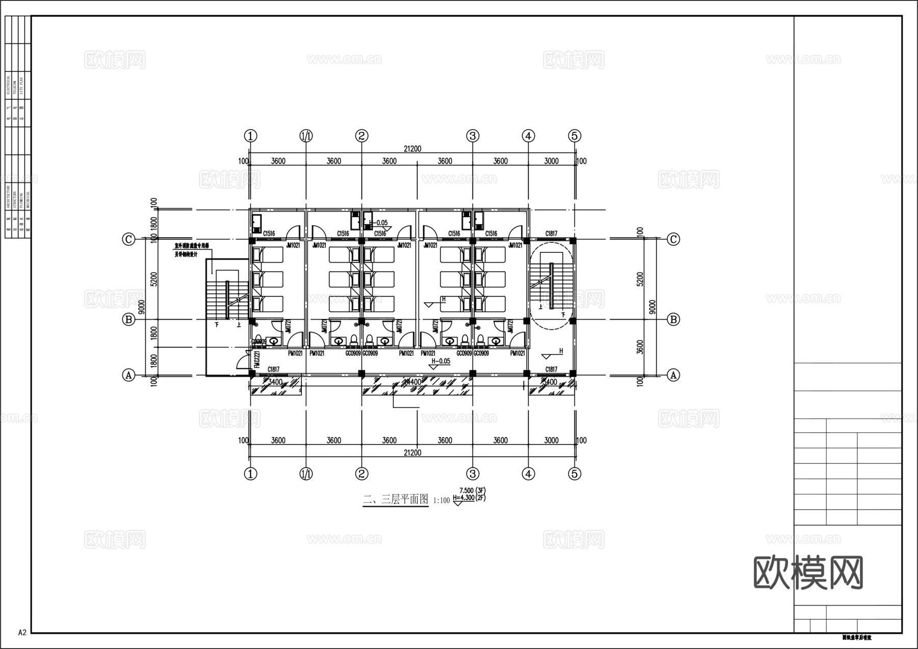 建筑宿舍楼施工图cadcad施工图