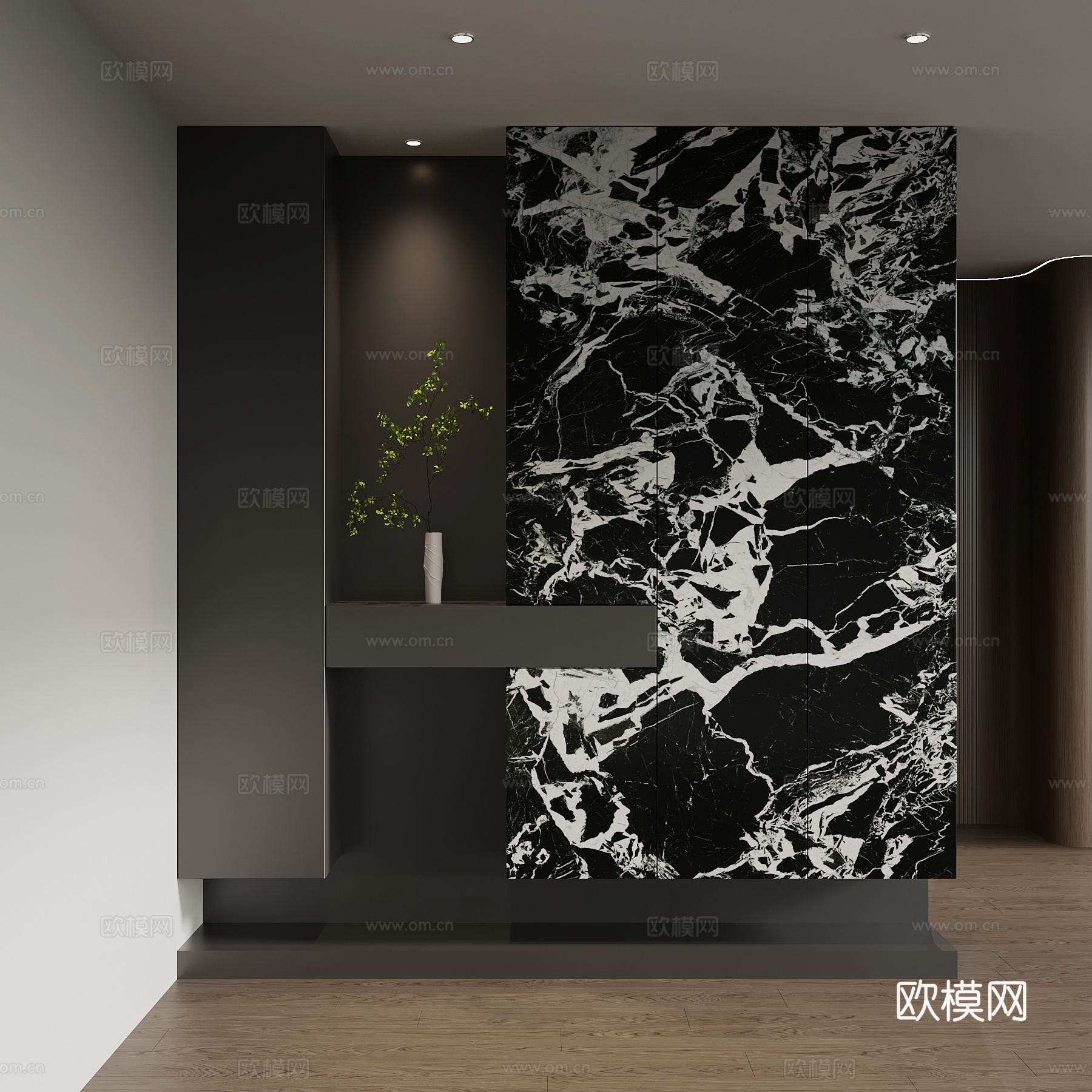 现代意式玄关柜 入户装饰柜su模型