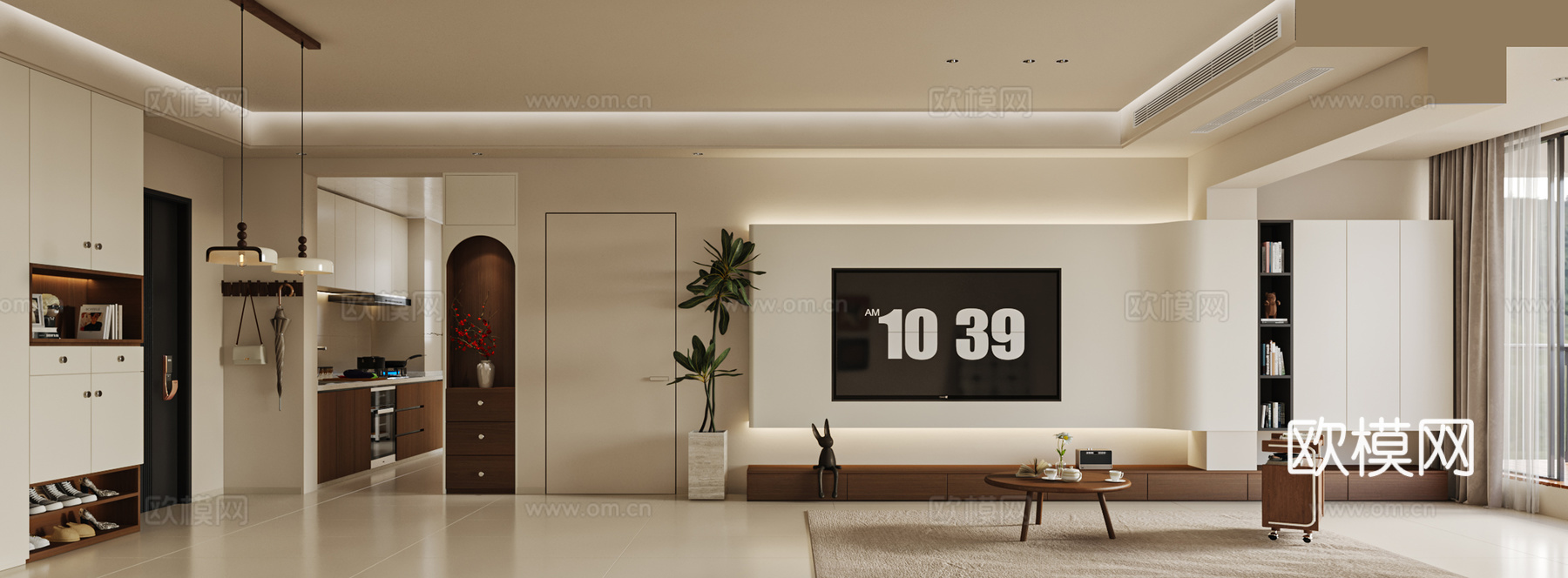 中古风客餐厅3d模型下载（渲染图2）