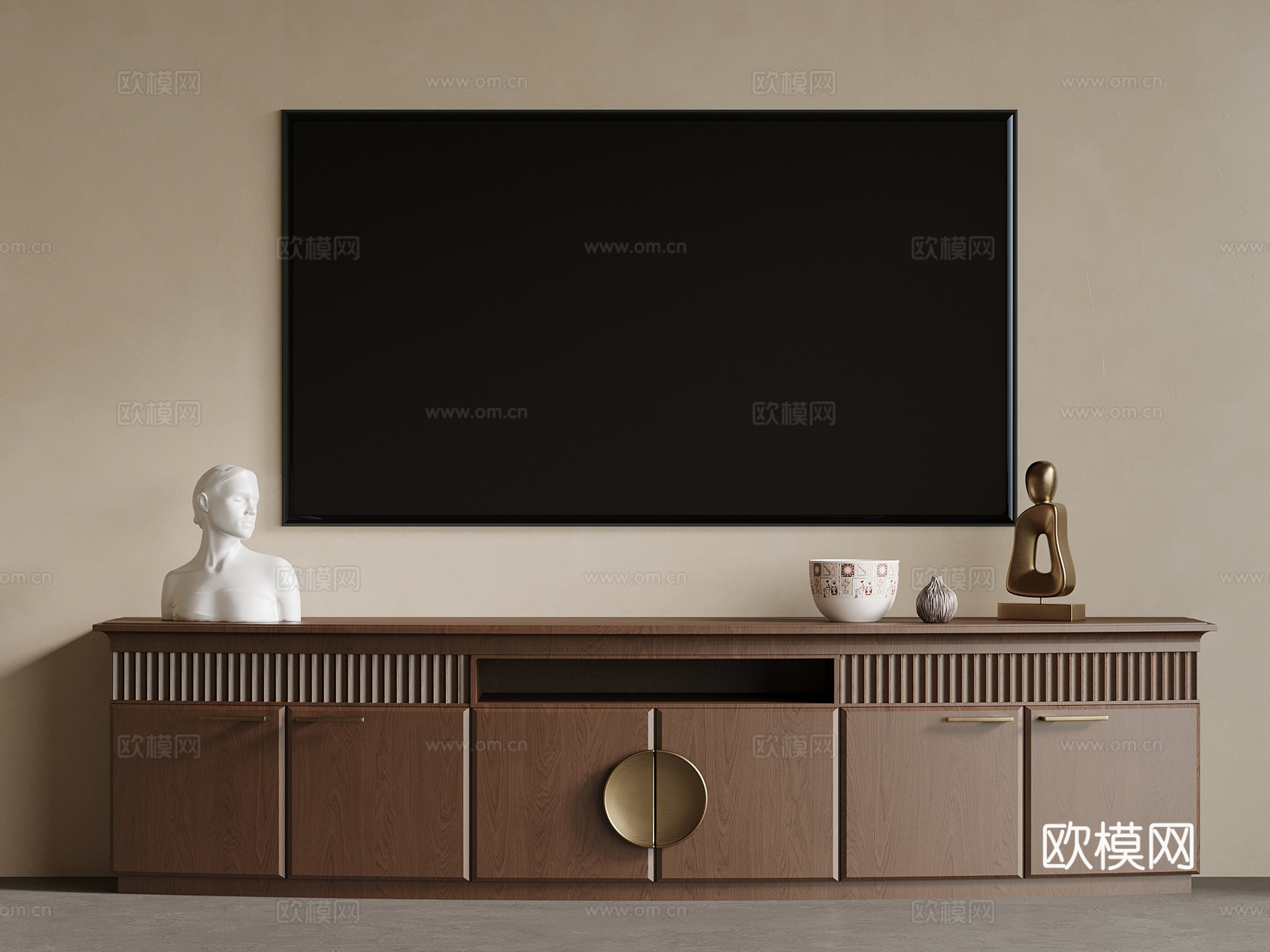 新中式电视柜 边柜su模型