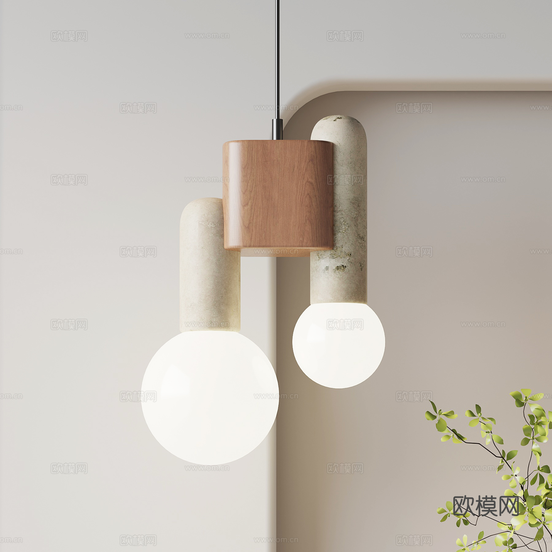 侘寂中古风吊灯su模型