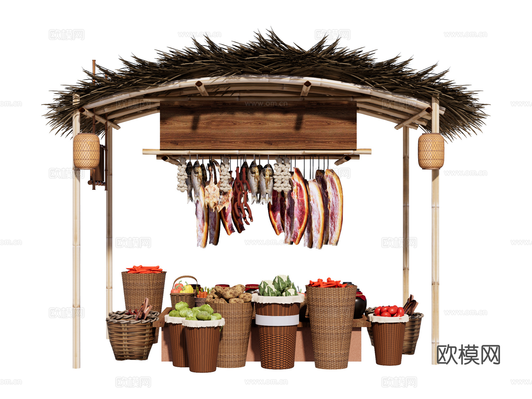 市集摊位su模型