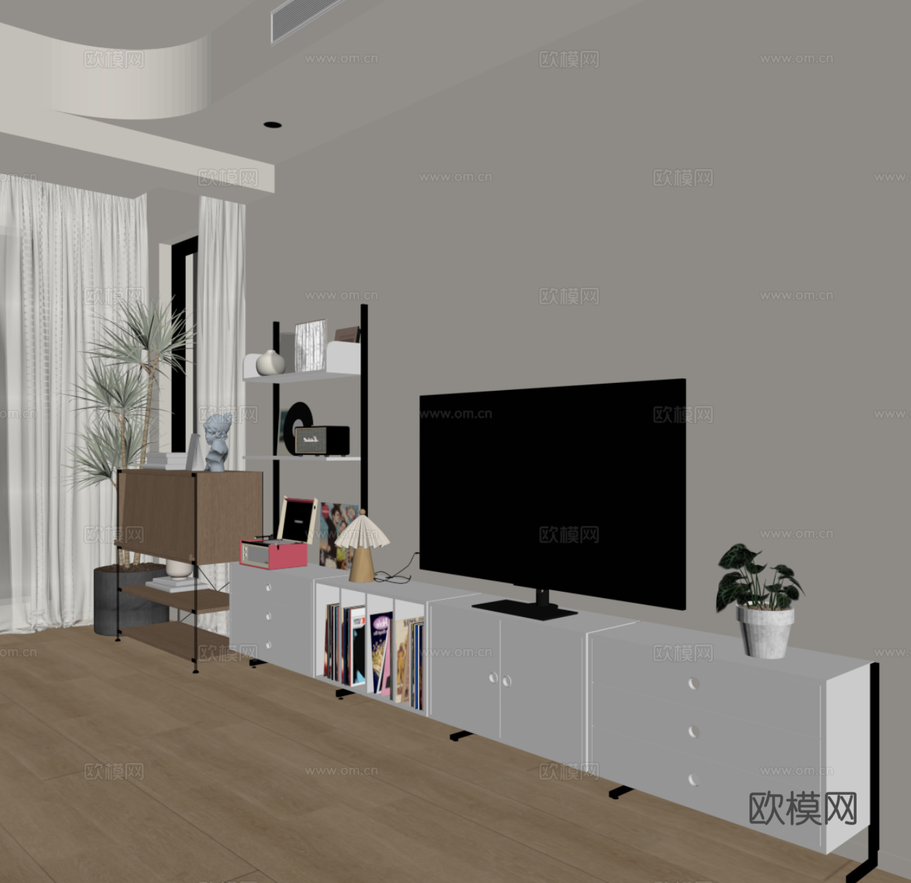 现代电视柜su模型