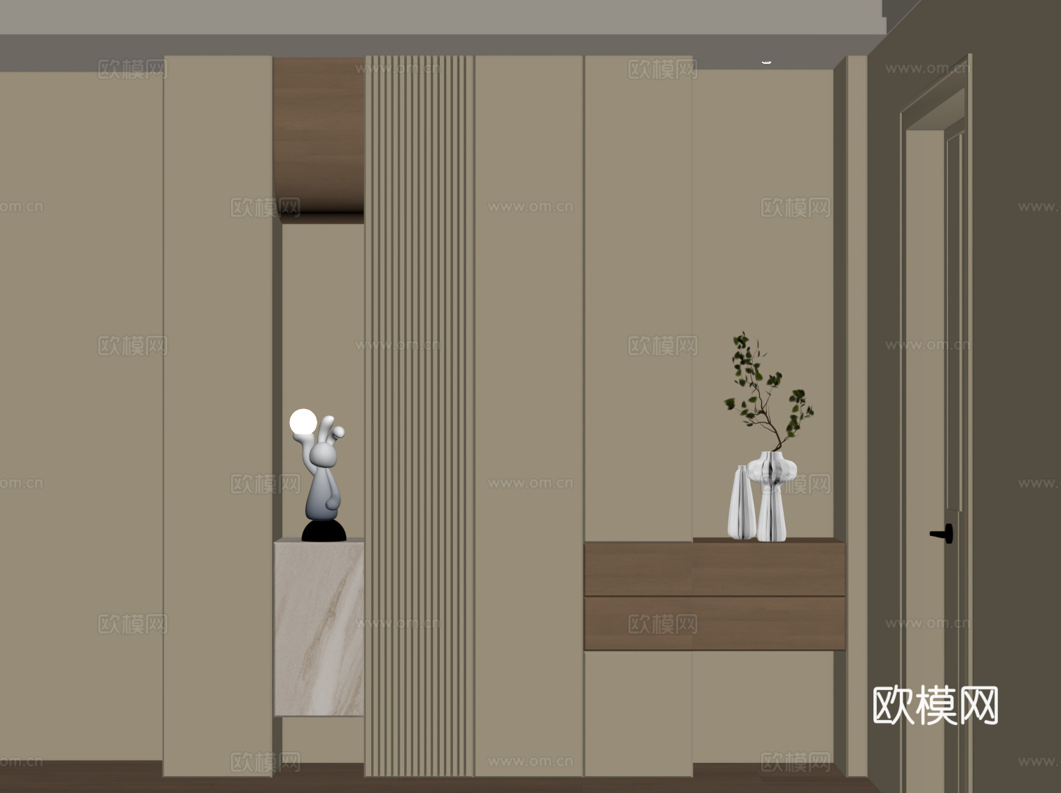 现代鞋柜 入户玄关柜su模型