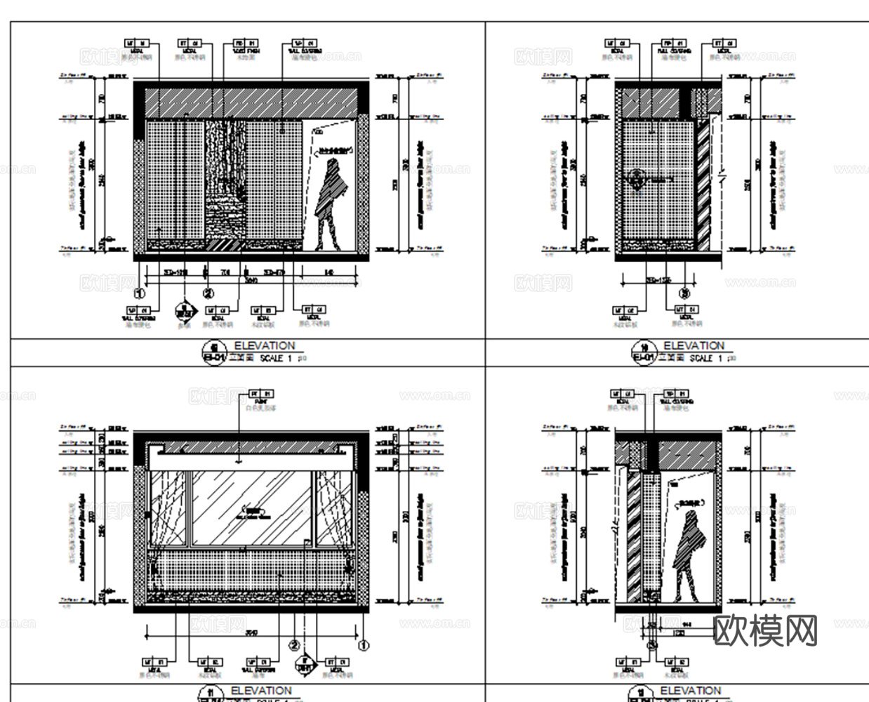 10套新中式风格样板间大平层别墅CAD施工图附效果图cad施工图