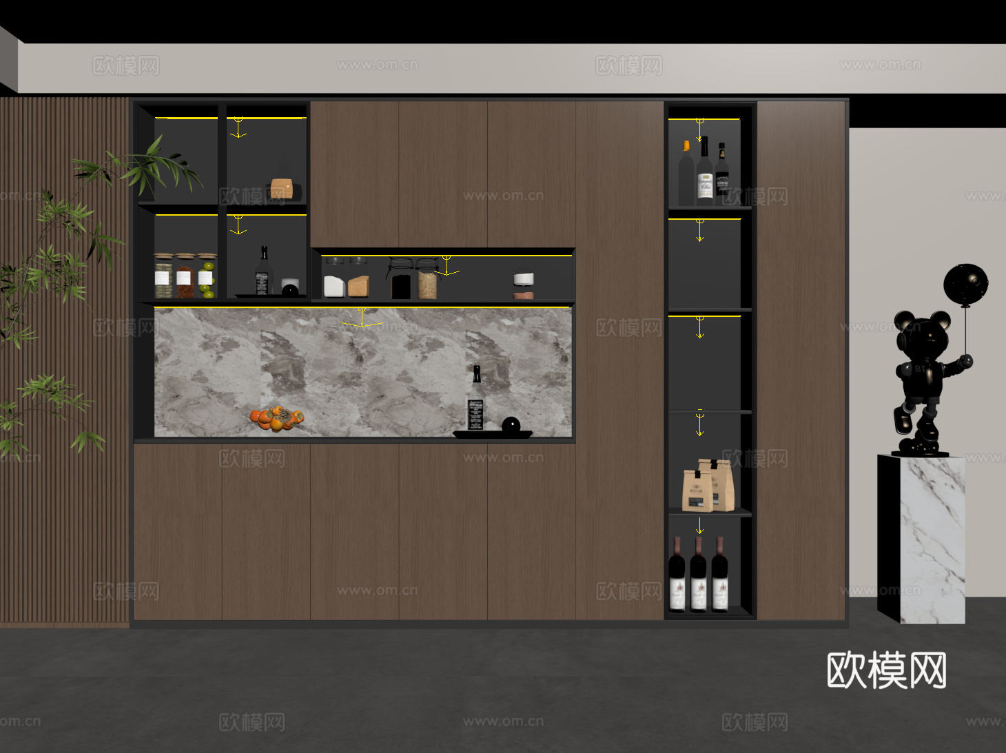 意式现代酒柜 定制满墙酒柜su模型