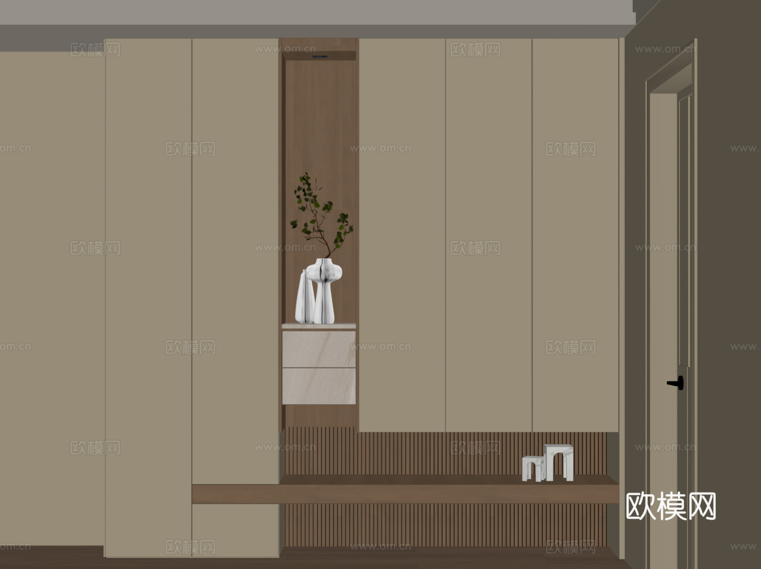 现代鞋柜 入户玄关柜su模型