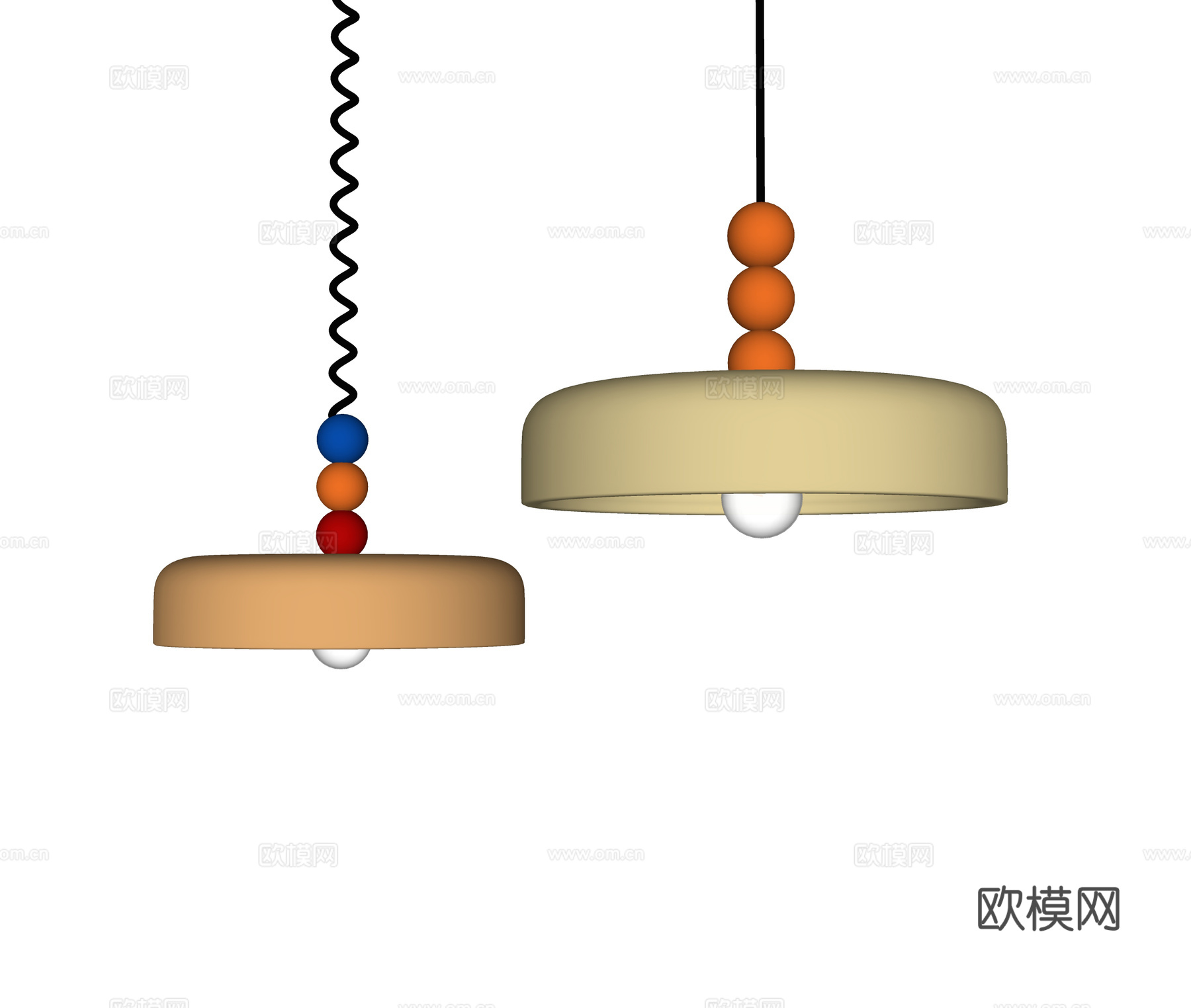 现代奶油小吊灯 儿童吊灯su模型