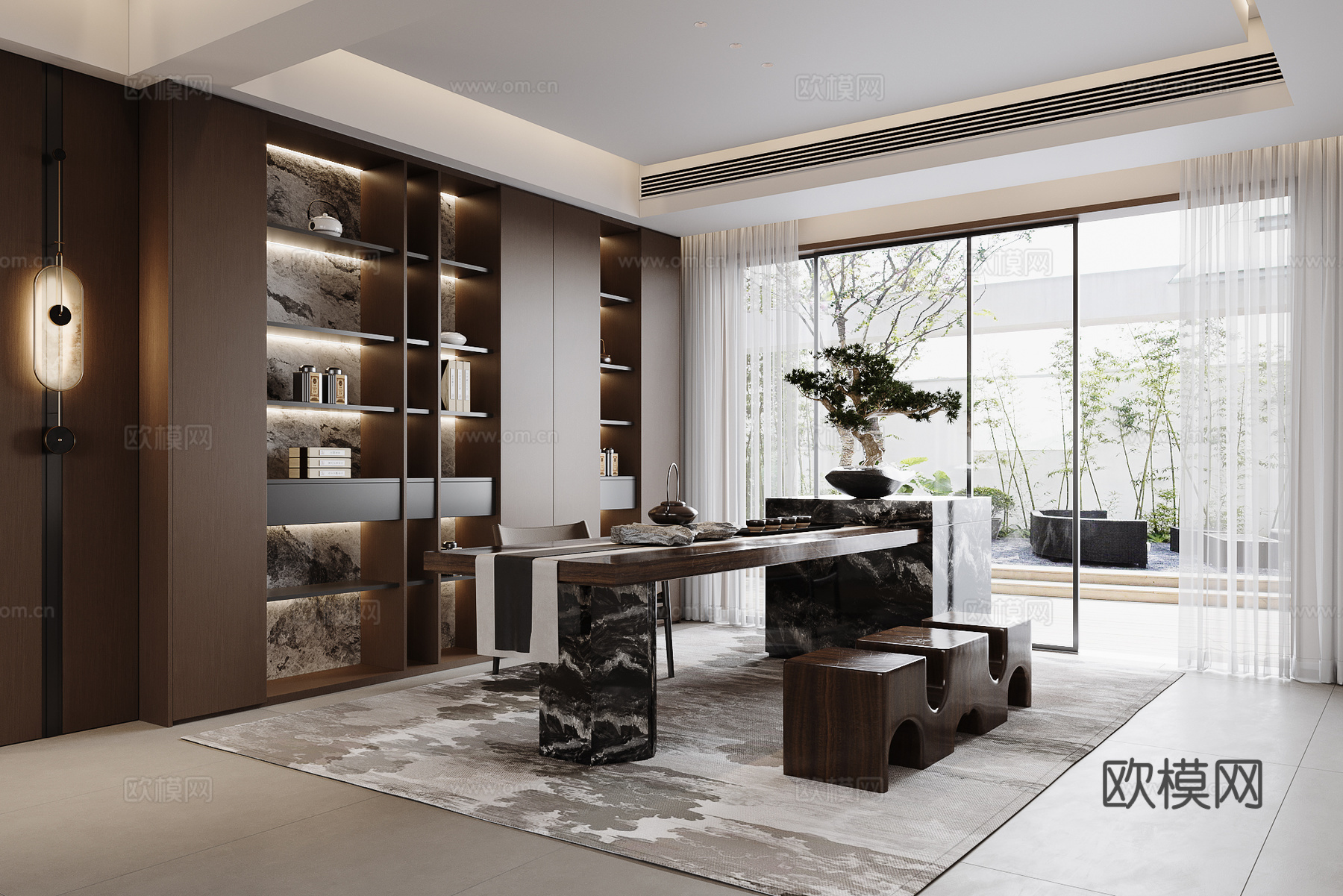 新中式茶室su模型