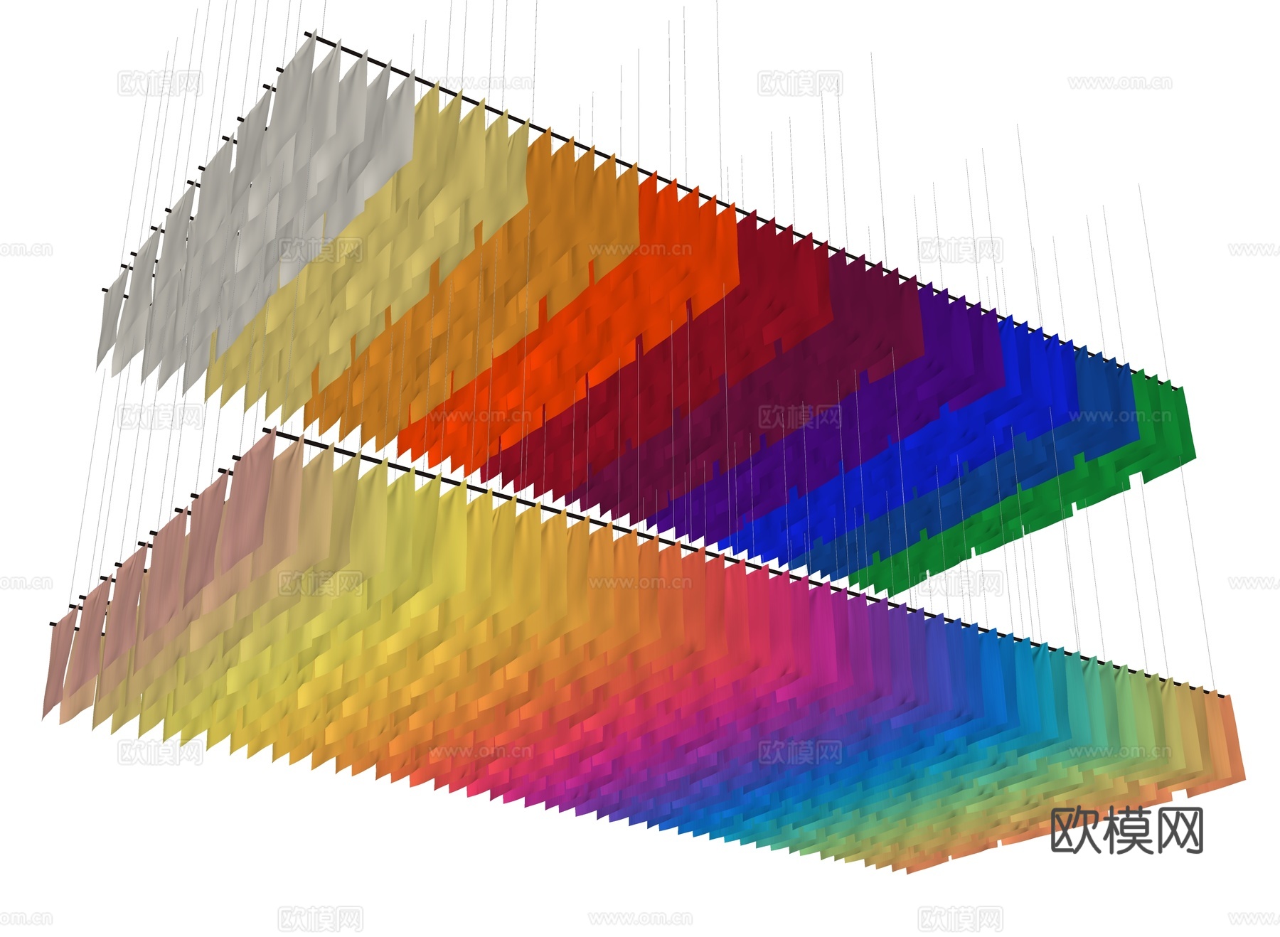 彩色吊顶 艺术吊顶 布条吊顶 帷幔吊顶 美术馆吊顶 现代吊顶su模型