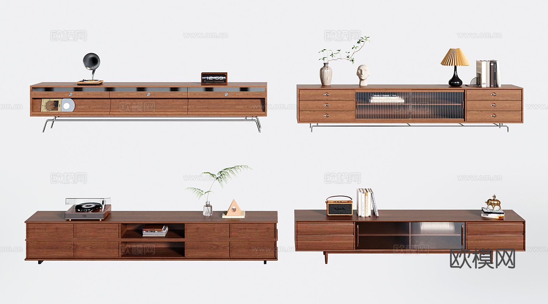 中古复古电视柜su模型