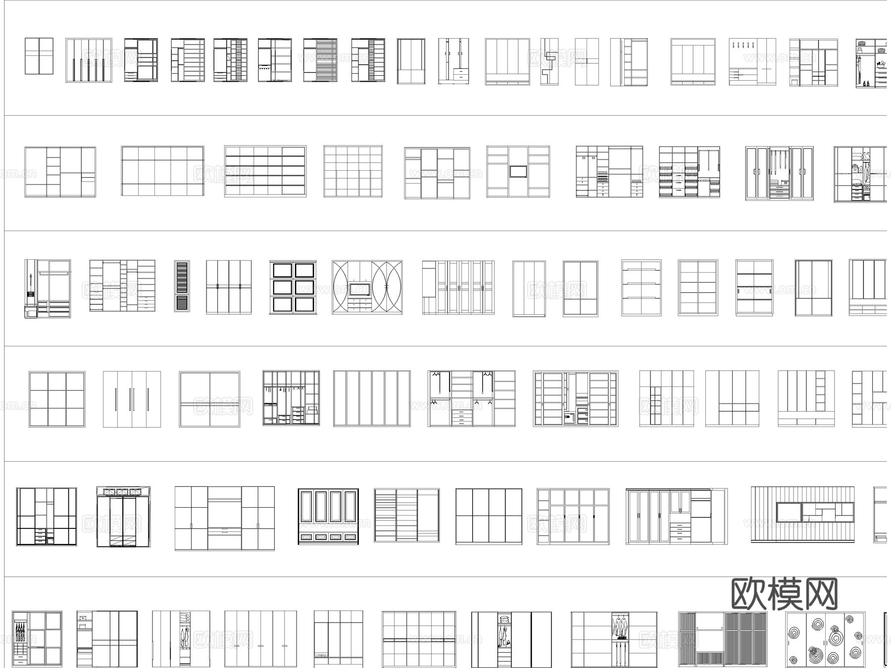 2026年最新衣柜衣橱衣帽间柜子CAD图库cad施工图