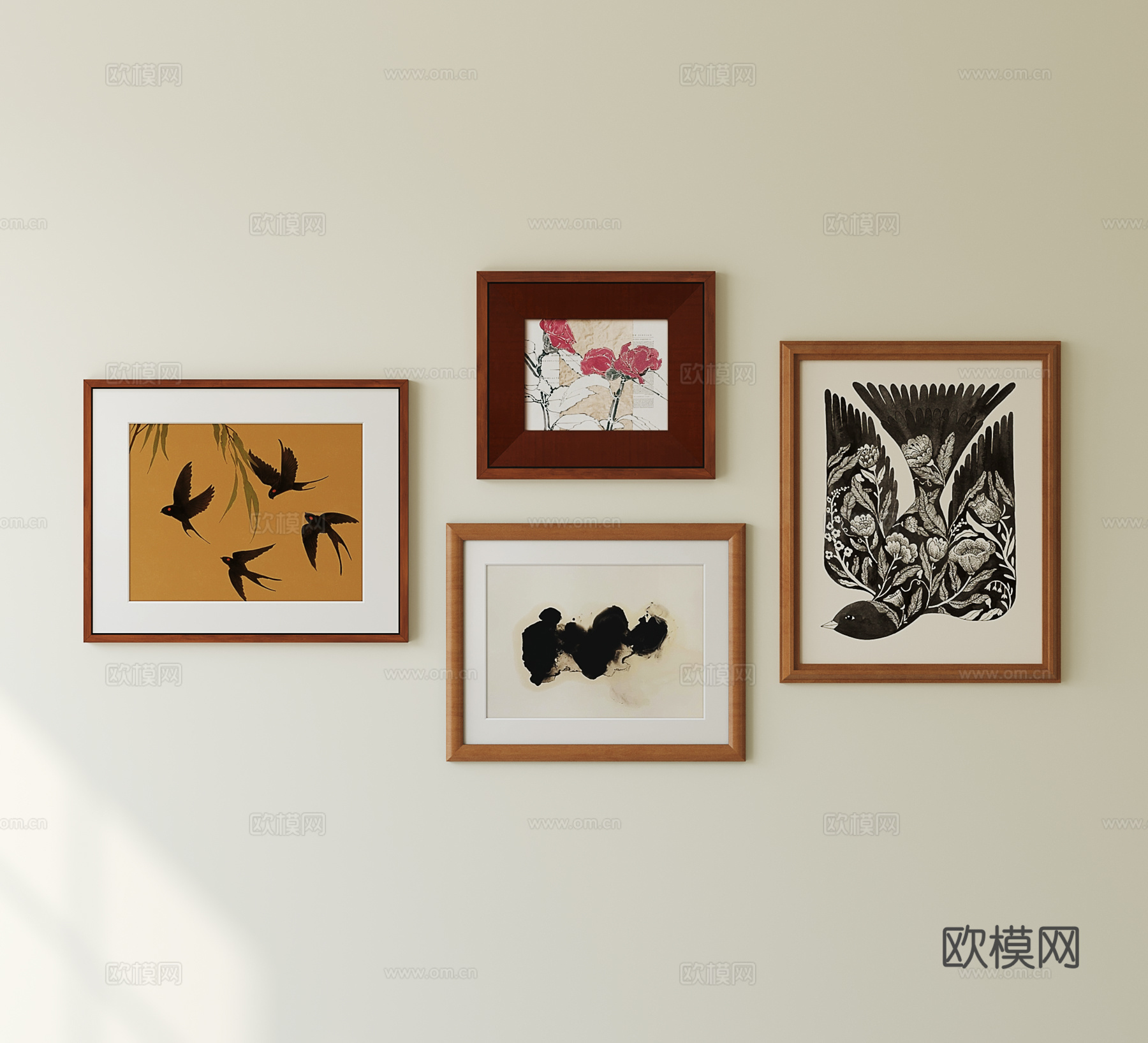 法式中古挂画组合su模型