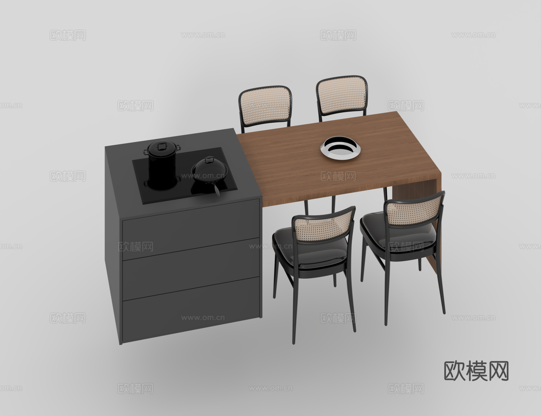 餐桌组合3d模型下载