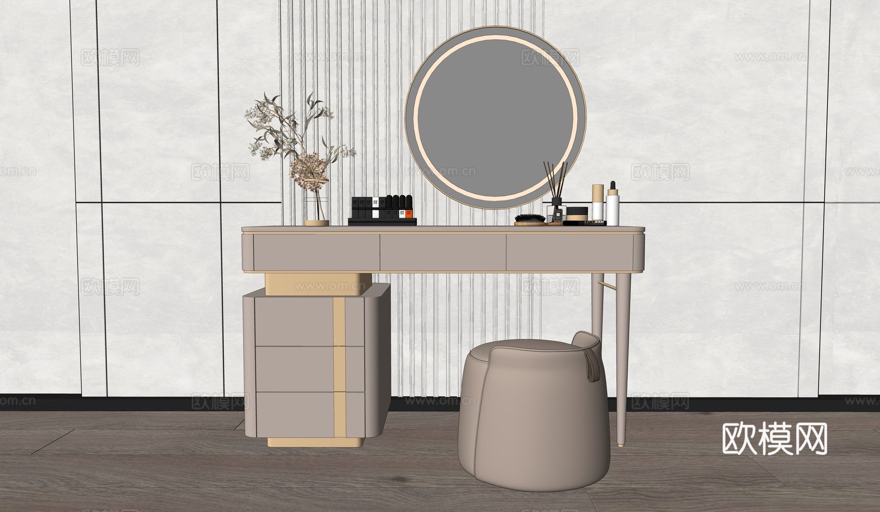 现代梳妆台su模型