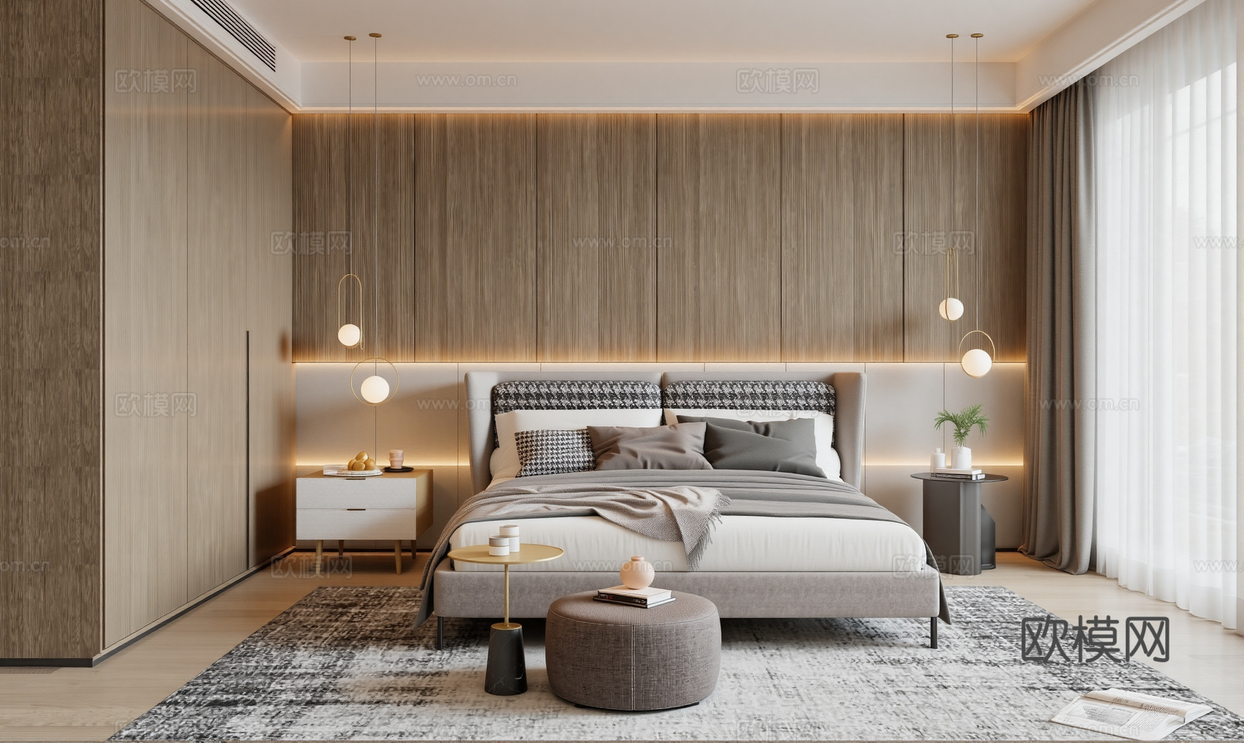 现代卧室su模型