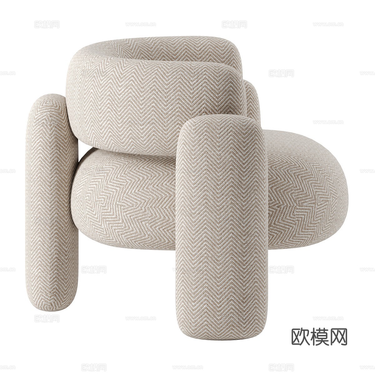 现代布艺沙发椅 扶手椅3d模型下载（渲染图2）