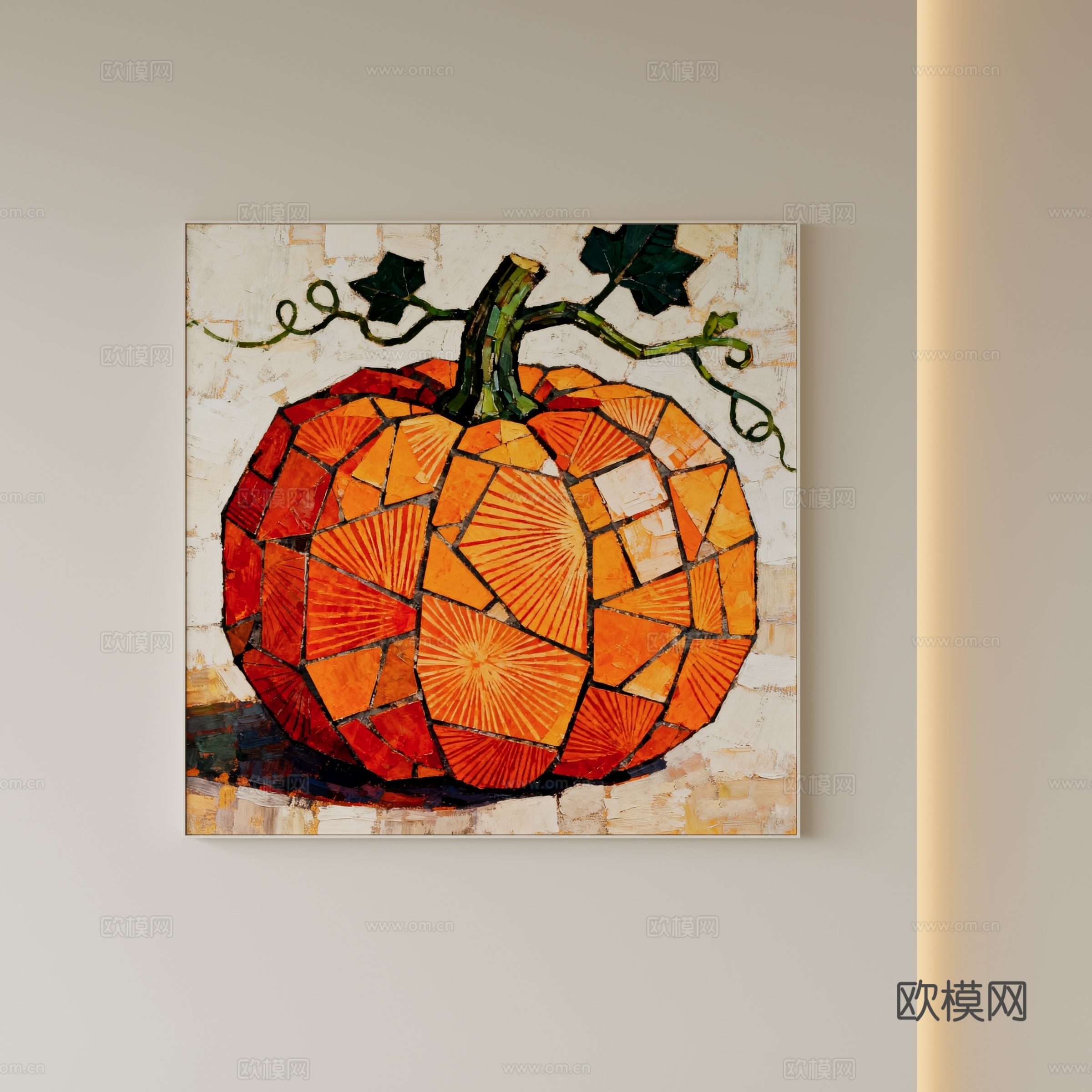 现代抽象植物挂画su模型