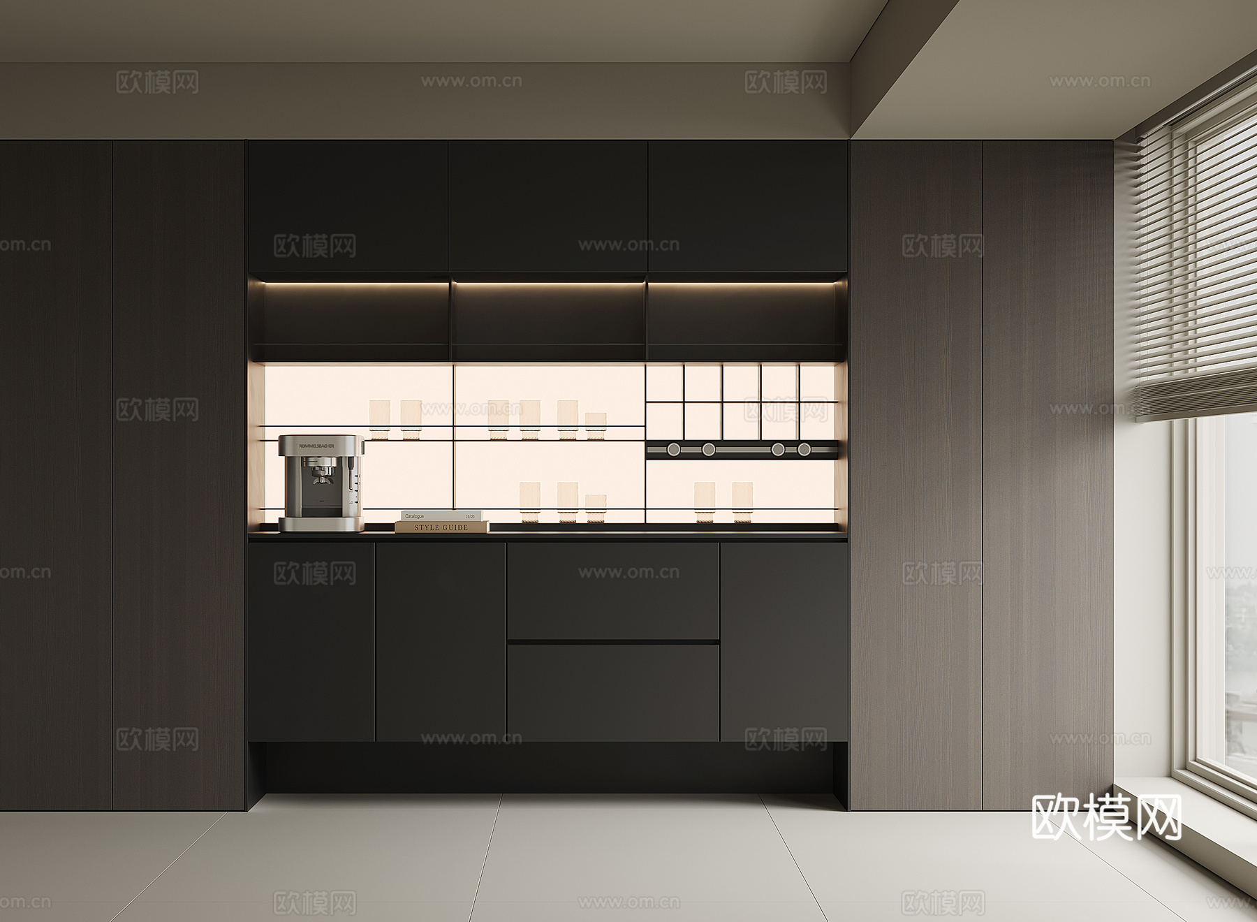 现代酒水柜su模型