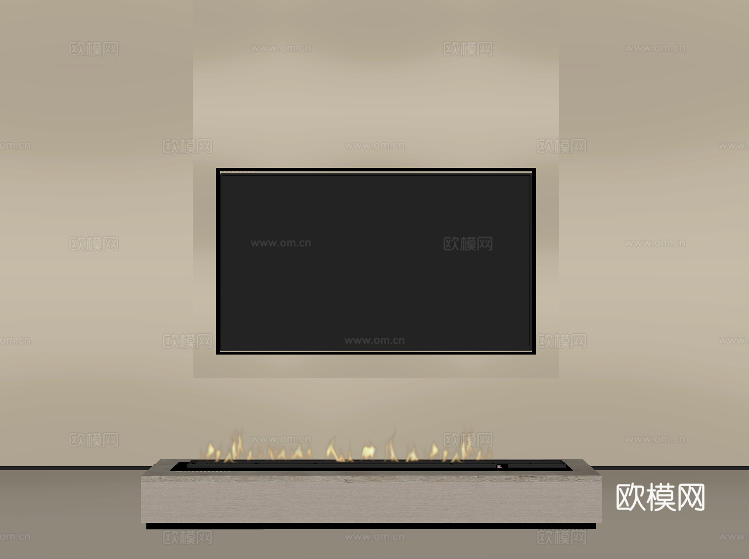 现代壁炉 电视墙 隔断su模型