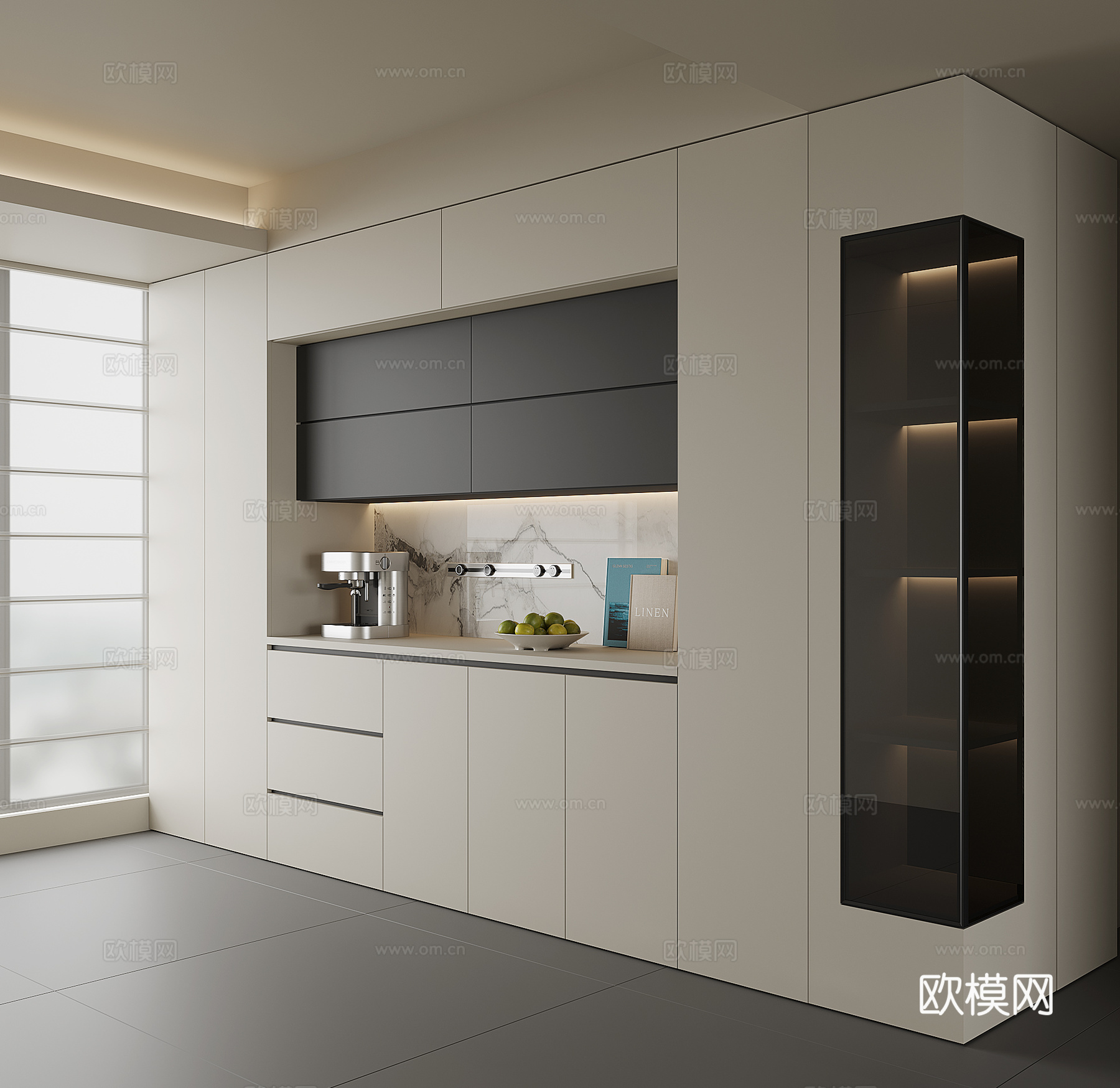 现代酒柜餐边柜su模型