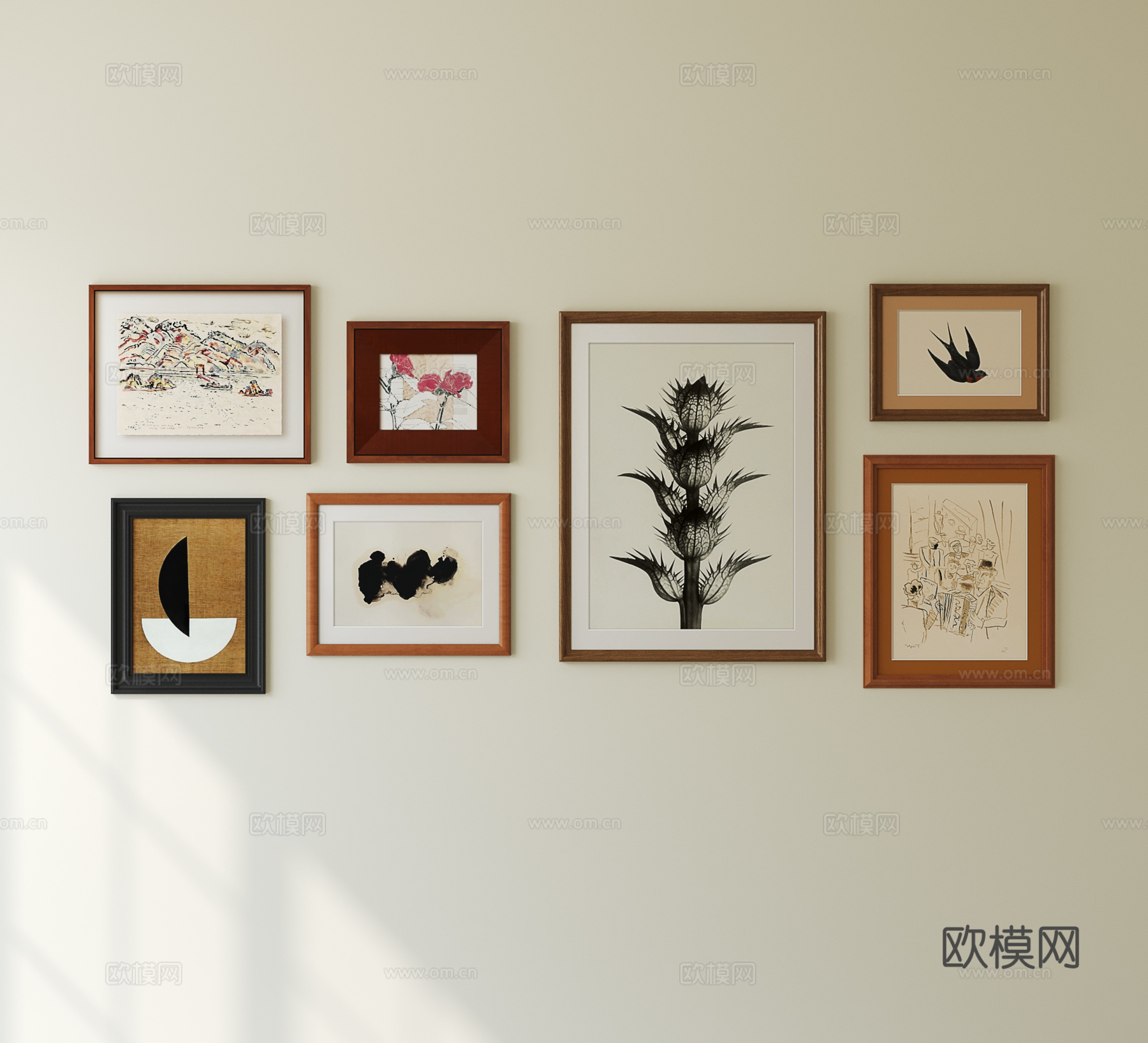 法式中古挂画组合su模型