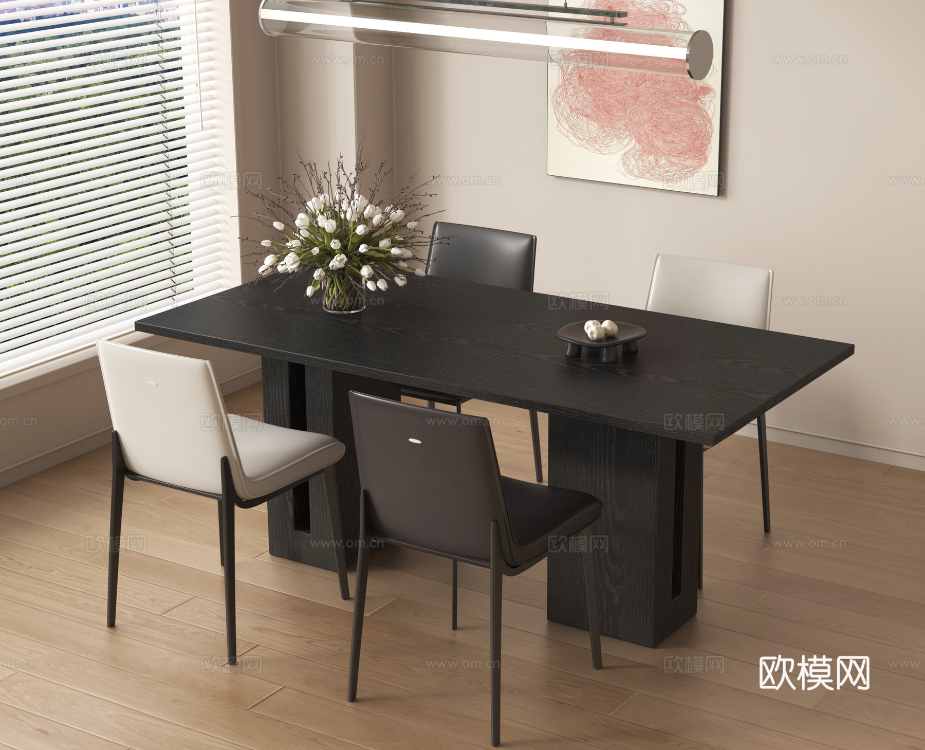 现代餐桌椅组合su模型
