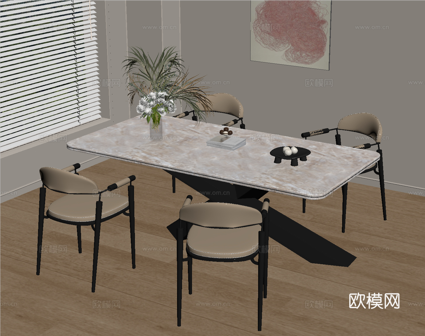 现代餐桌椅组合su模型